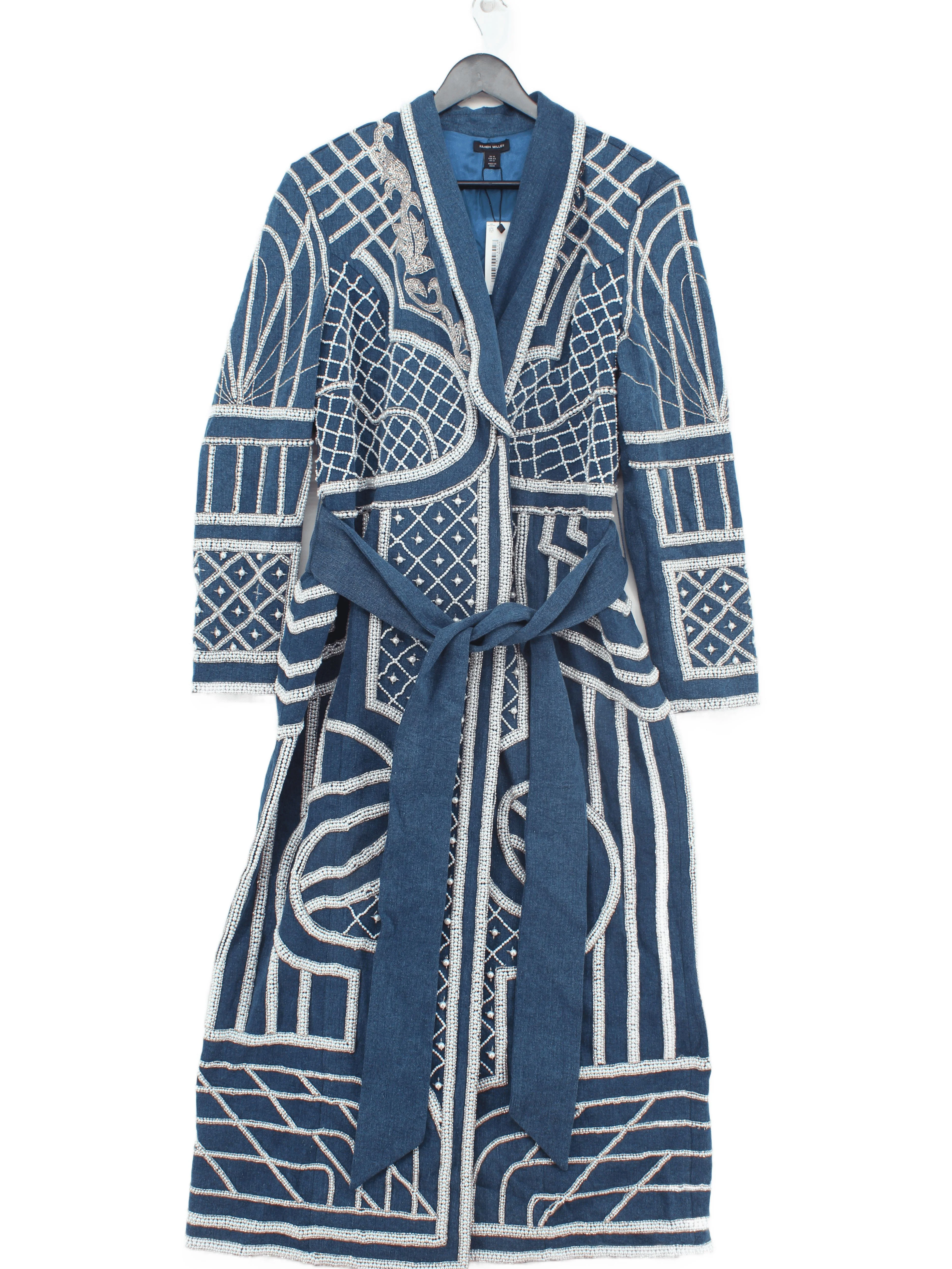 Karen Millen Women's Coat UK 16 Blue Cotton New with tags