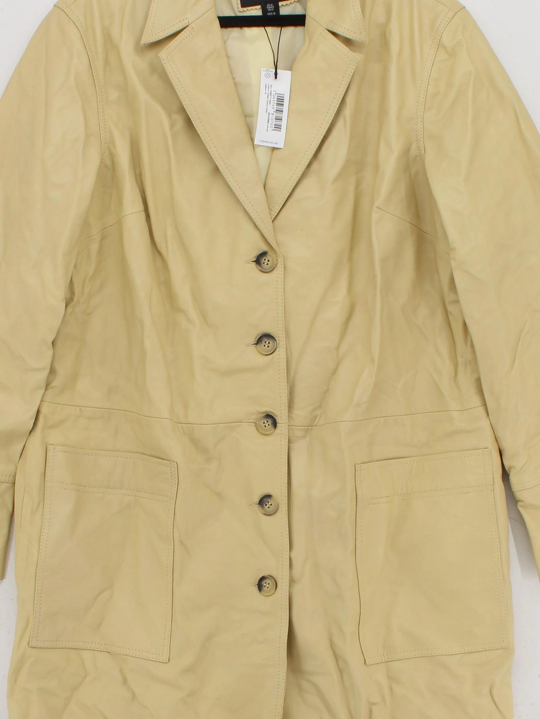 Karen Millen Women's Coat UK 16 Cream Leather with Polyester Overcoat - Image 3