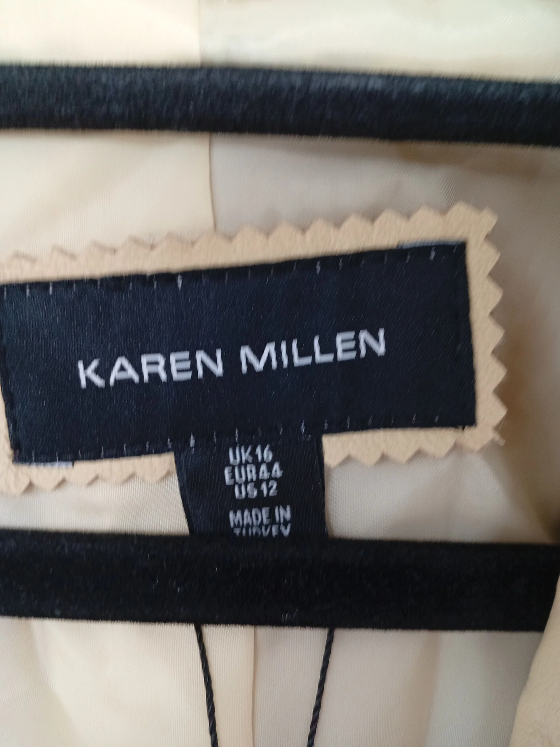 Karen Millen Women's Coat UK 16 Cream Leather with Polyester Overcoat - Image 6