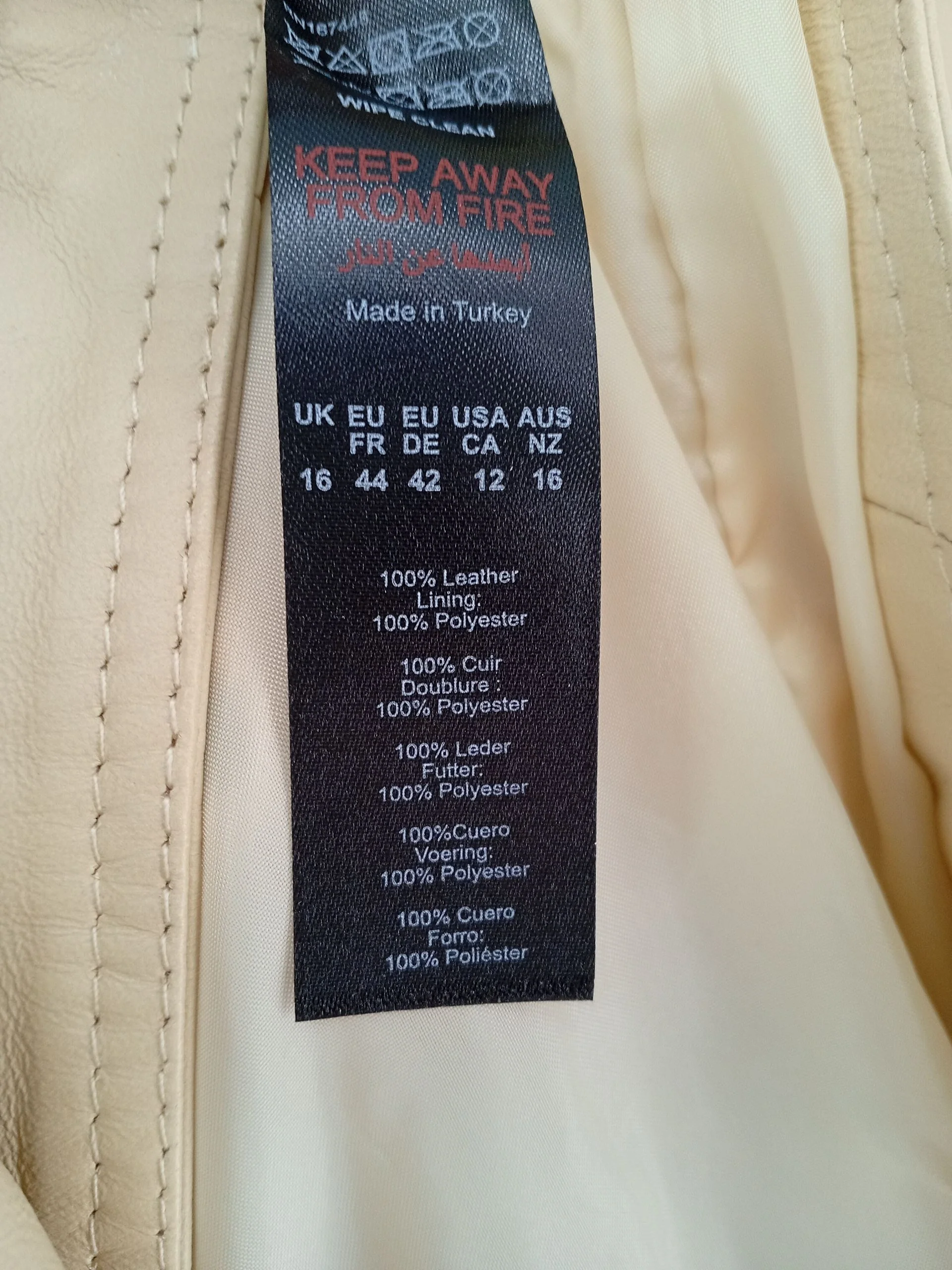 Karen Millen Women's Coat UK 16 Cream Leather with Polyester Overcoat - Image 7