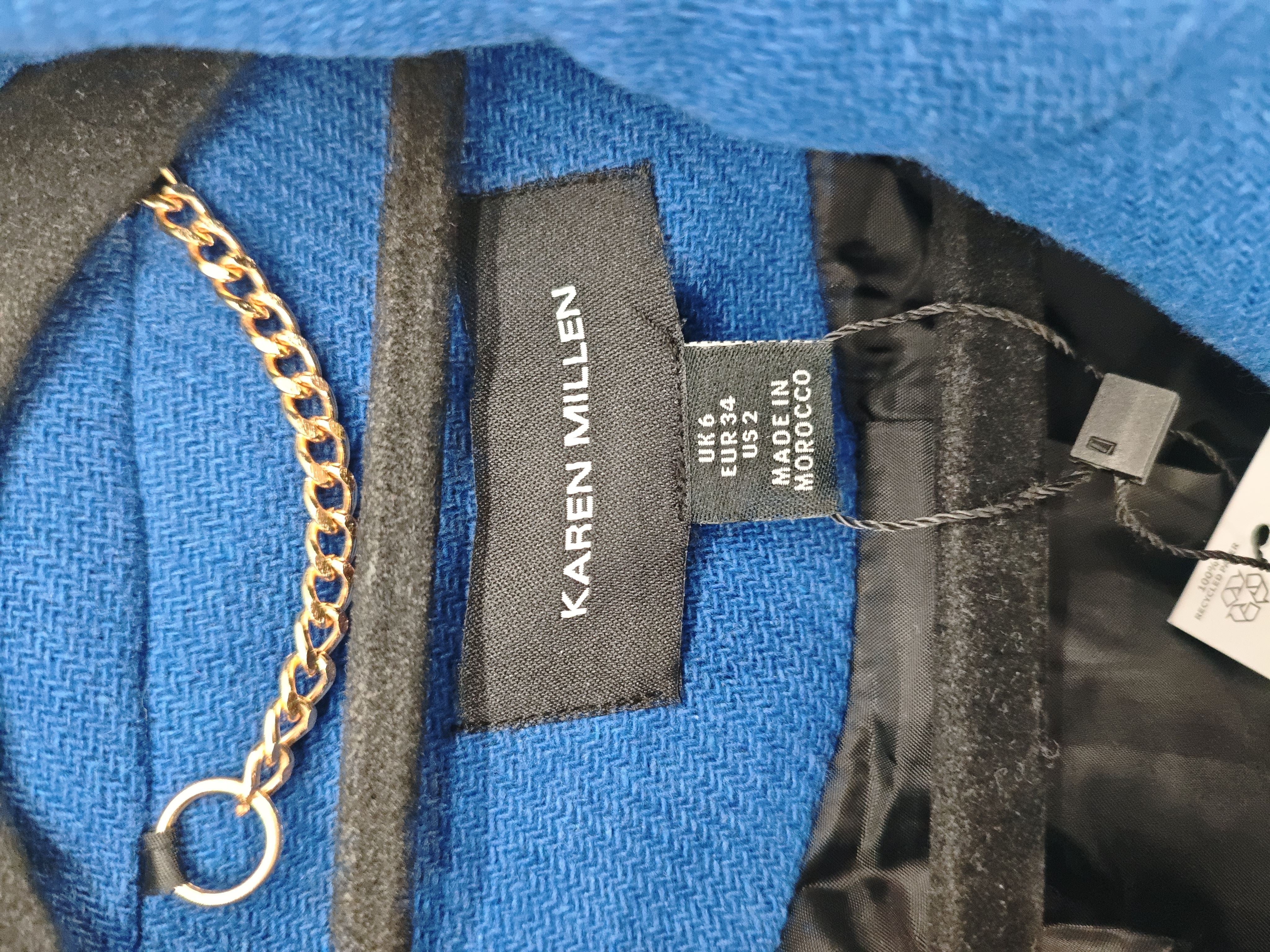 Karen Millen Women's Coat UK 6 Blue Acrylic New with tags - Image 5