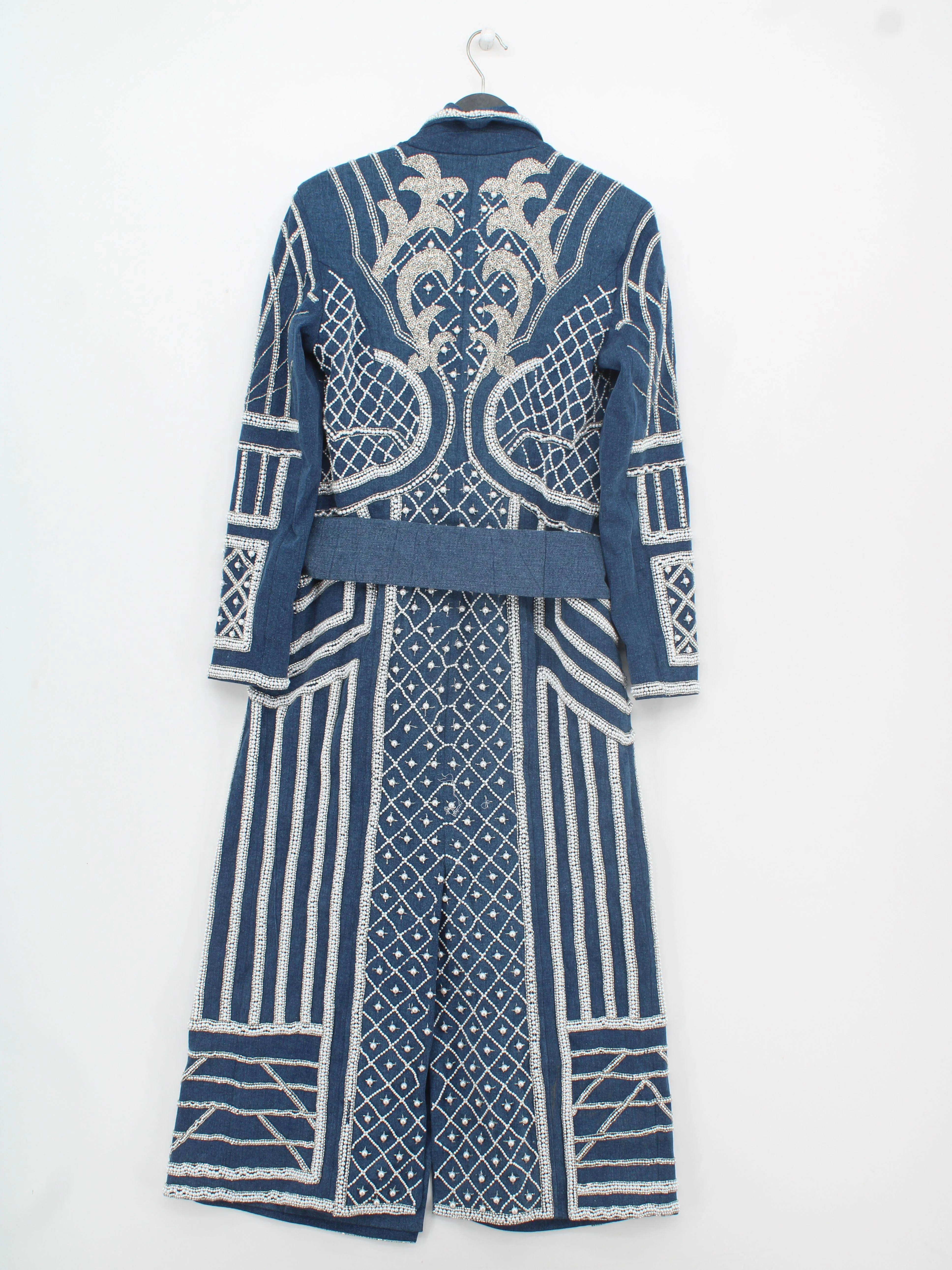 Karen Millen Women's Coat UK 6 Blue Cotton with Polyester, Elastane Overcoat - Image 2