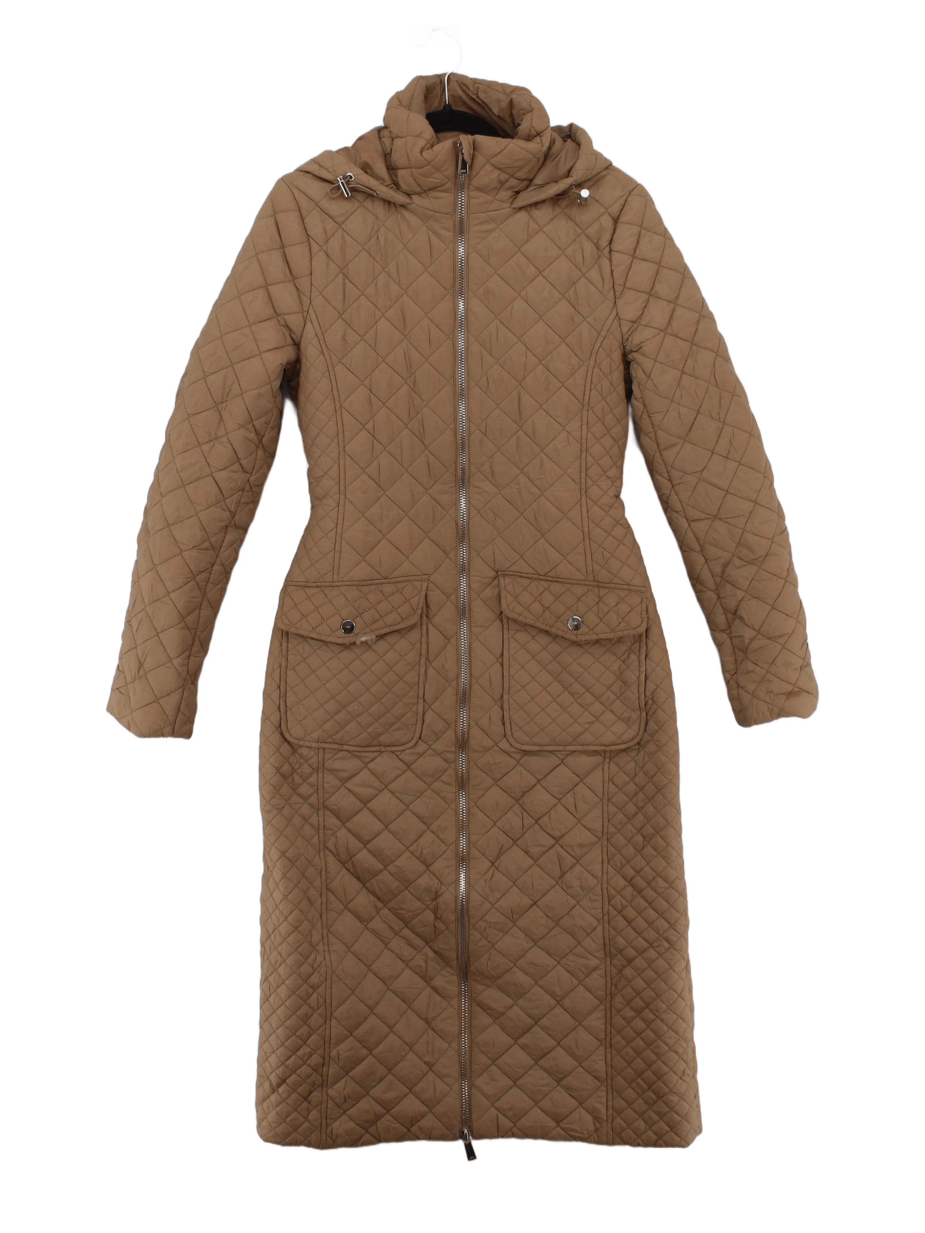 Karen Millen Women's Coat UK 6 Brown Polyester with Nylon Quilted