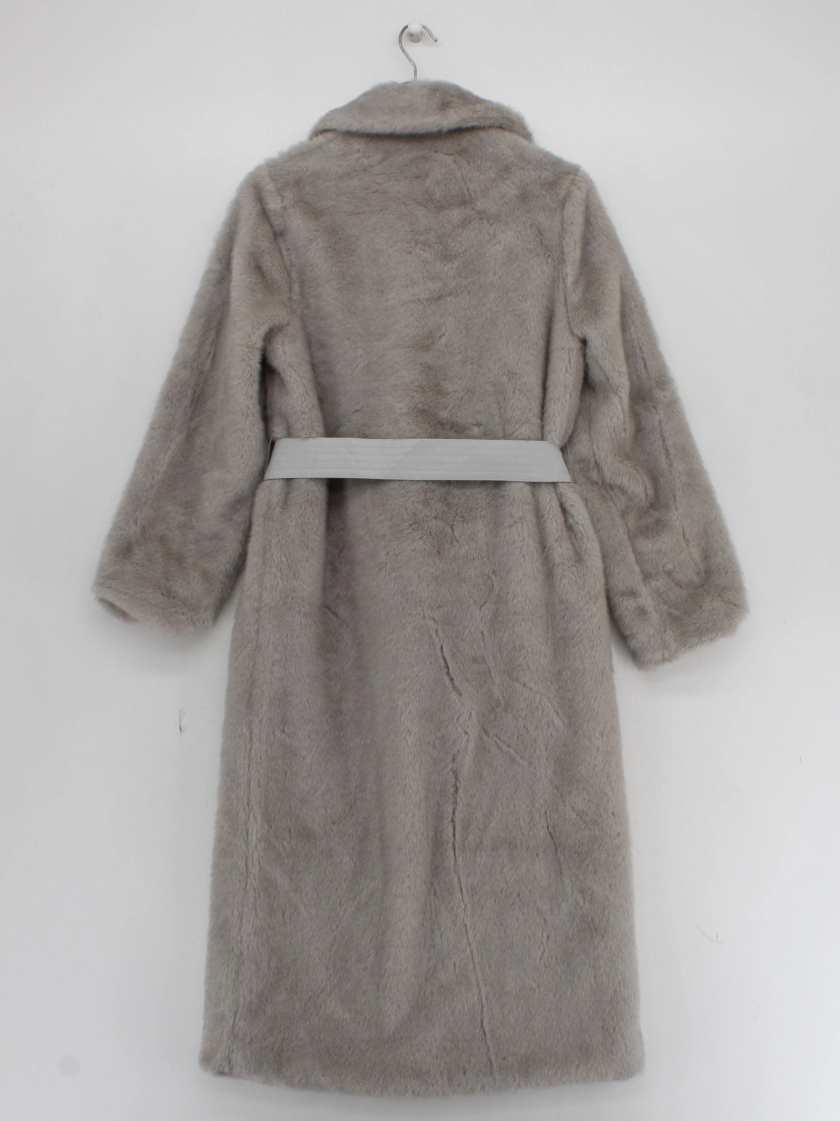 Karen Millen Women's Coat UK 6 Grey Faux Fur with Polyester Overcoat - Image 2