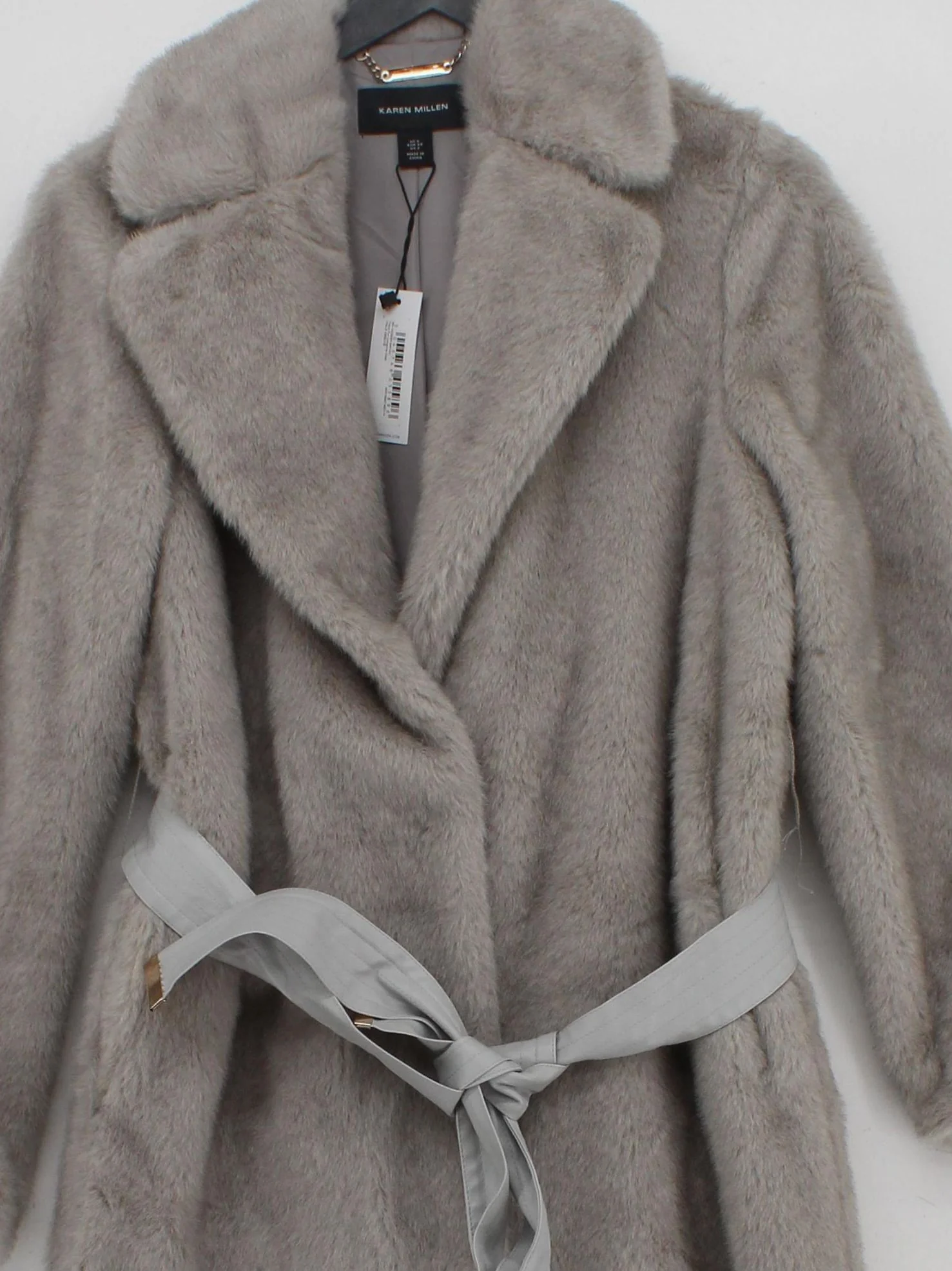 Karen Millen Women's Coat UK 6 Grey Faux Fur with Polyester Overcoat - Image 3