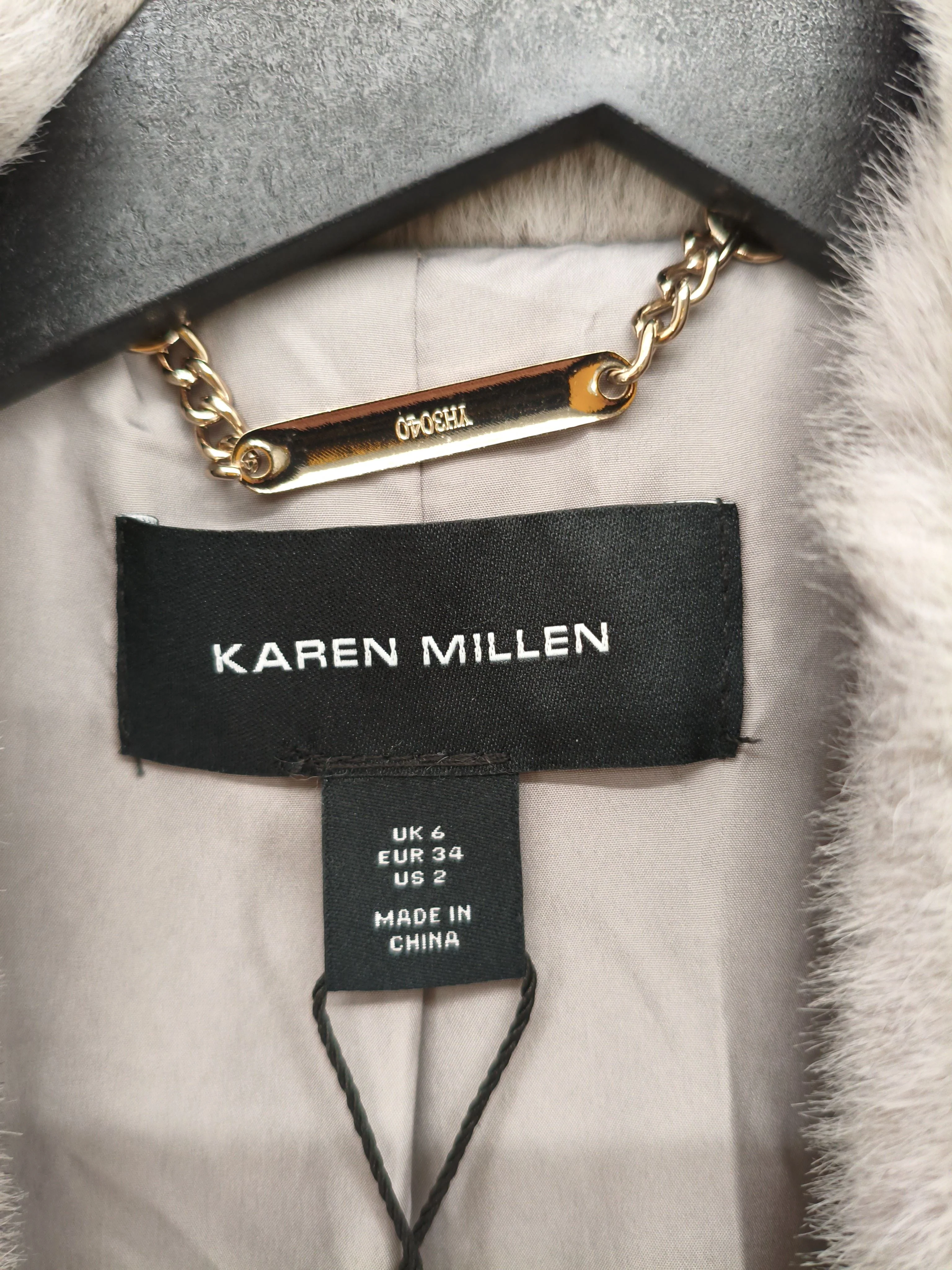Karen Millen Women's Coat UK 6 Grey Faux Fur with Polyester Overcoat - Image 6
