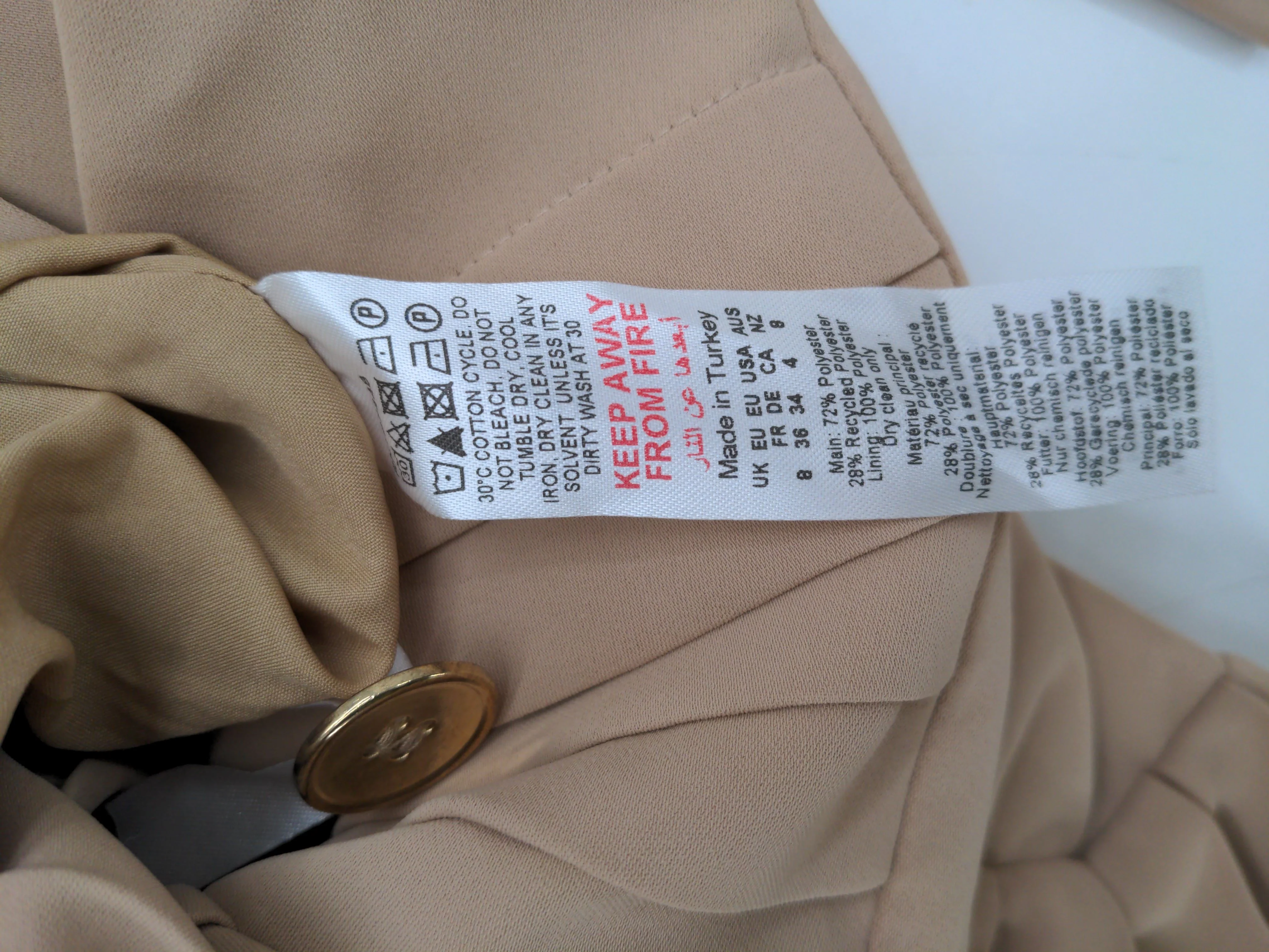 Karen Millen Women's Coat UK 8 Tan 100% Polyester Trench Coat - Image 7