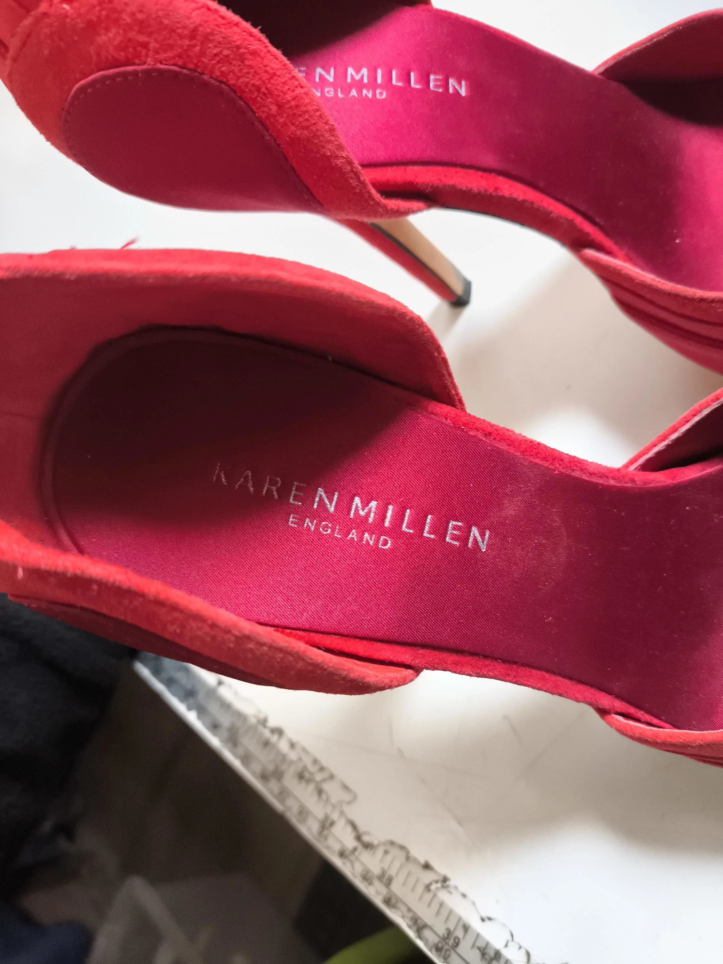 Karen Millen Women's Heels UK 5 Red 100% Suede Court - Image 10