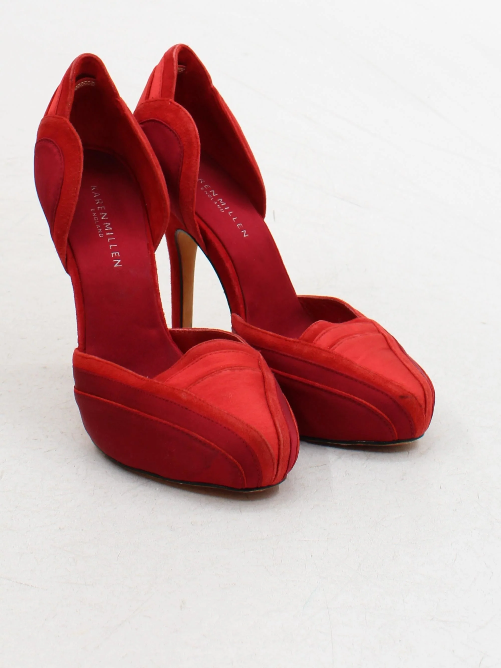 Karen Millen Women's Heels UK 5 Red 100% Suede Court - Image 4