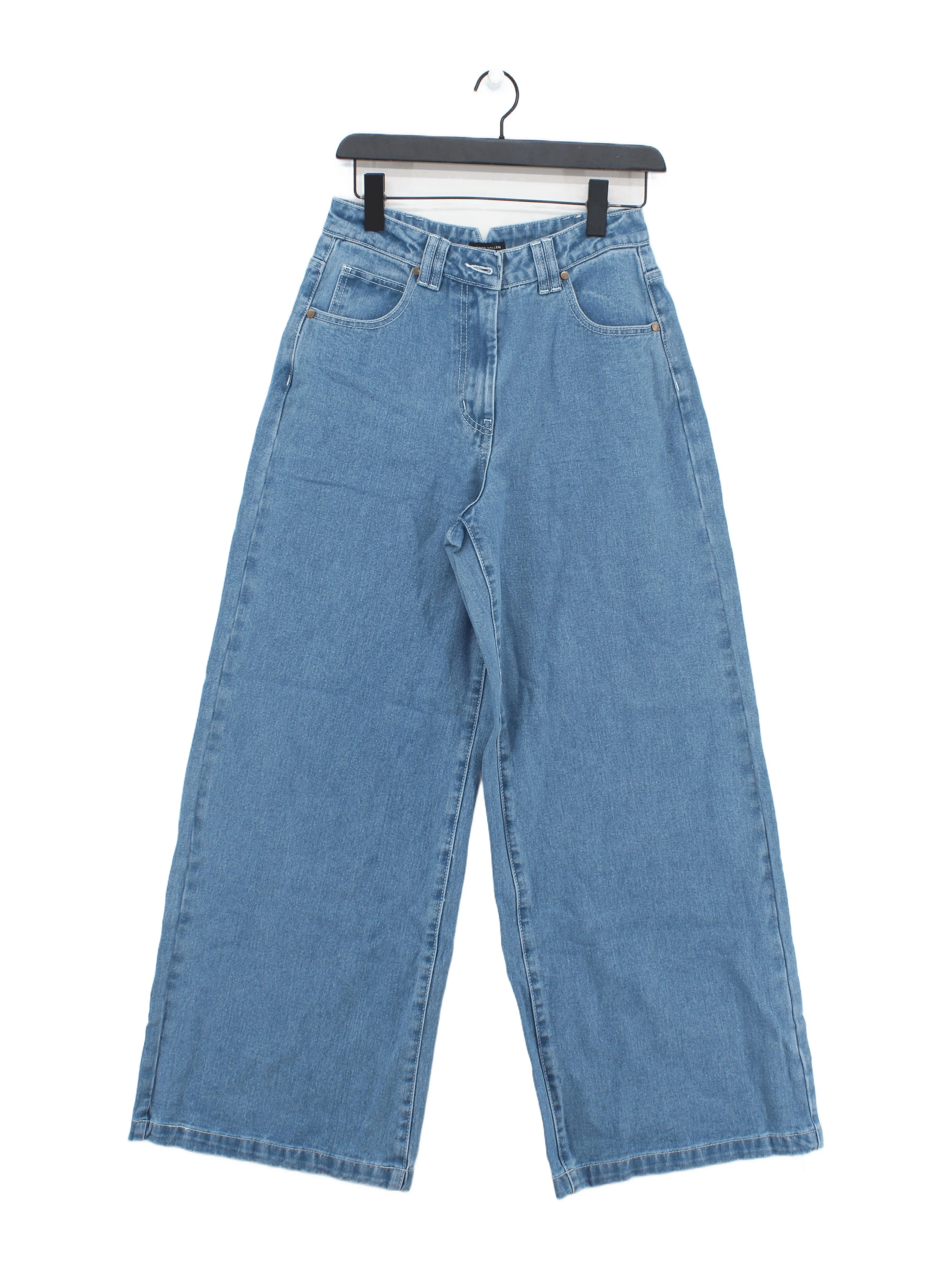 Karen Millen Women's Jeans UK 8 Blue Cotton with Viscose, Lyocell Modal Wide-Leg