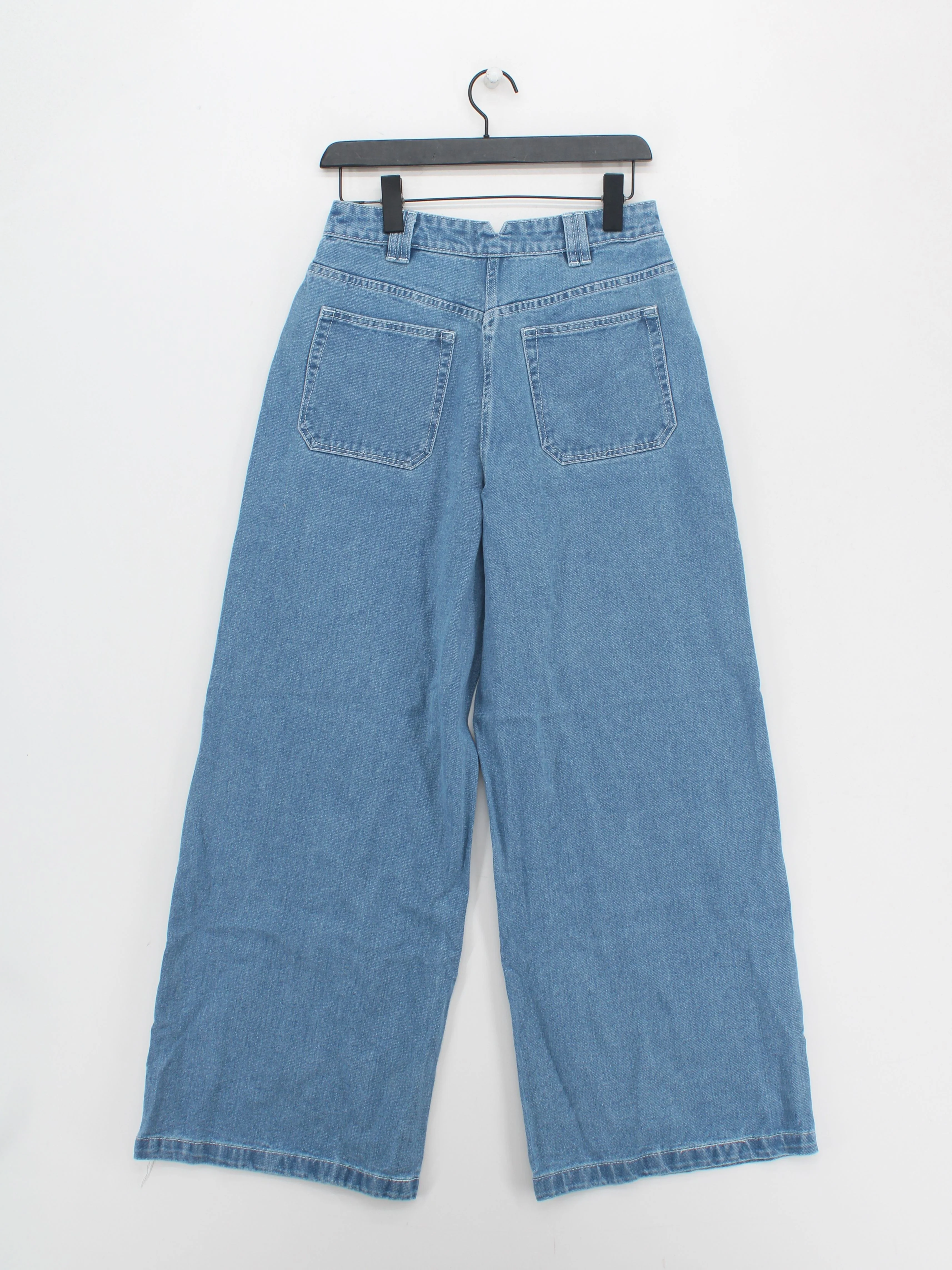 Karen Millen Women's Jeans UK 8 Blue Cotton with Viscose, Lyocell Modal Wide-Leg - Image 2