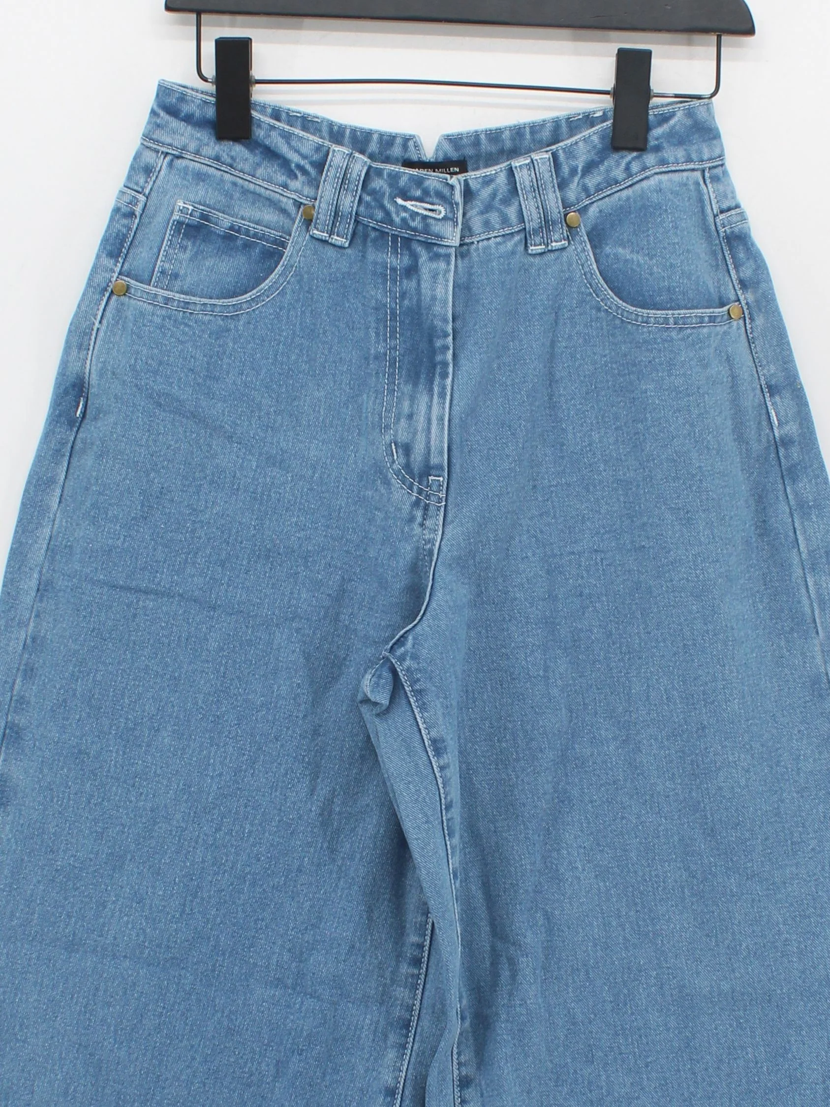 Karen Millen Women's Jeans UK 8 Blue Cotton with Viscose, Lyocell Modal Wide-Leg - Image 3