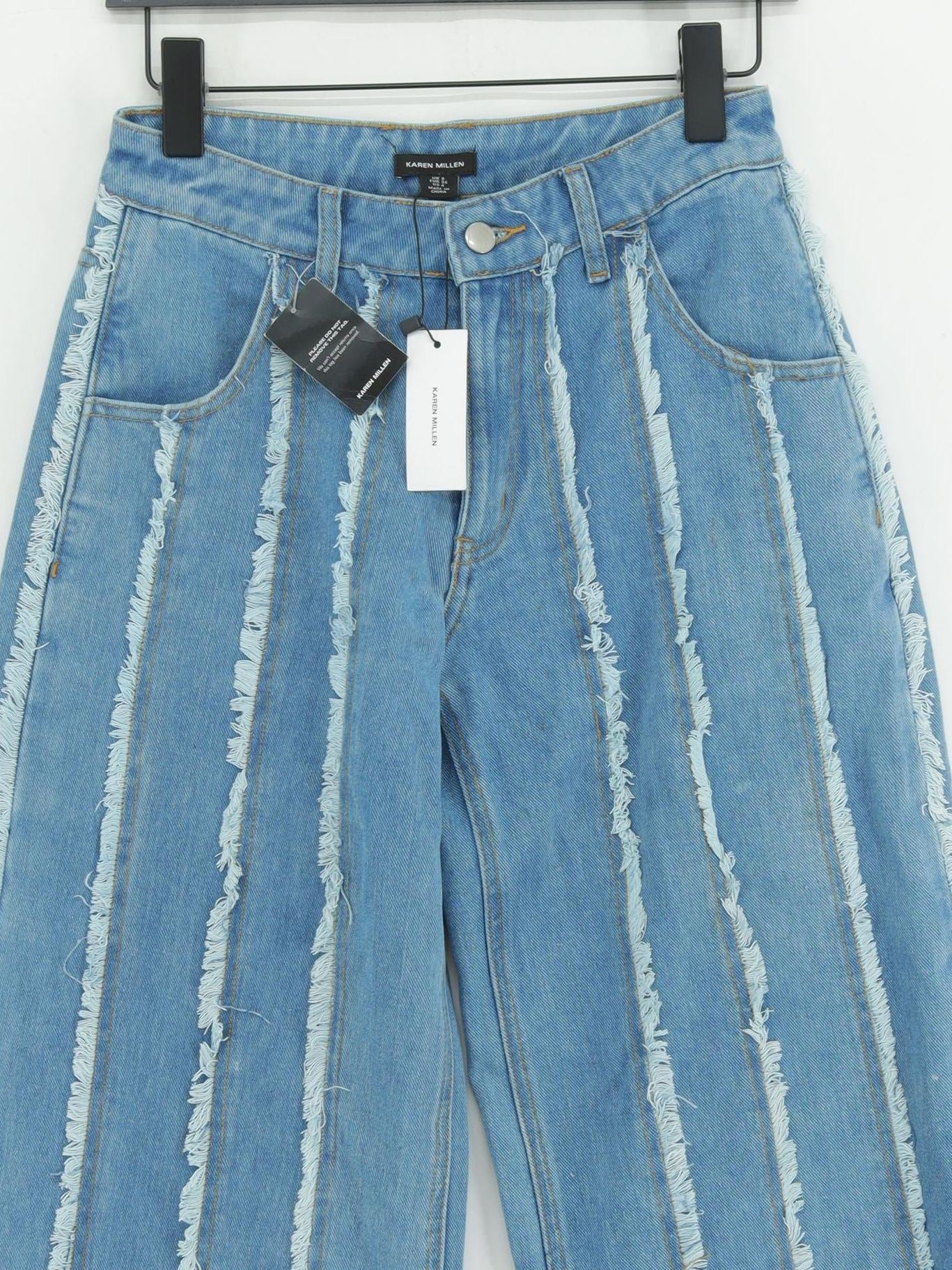 Karen Millen Women's Jeans UK 8 Blue Cotton with Viscose, Polyester Wide-Leg - Image 3