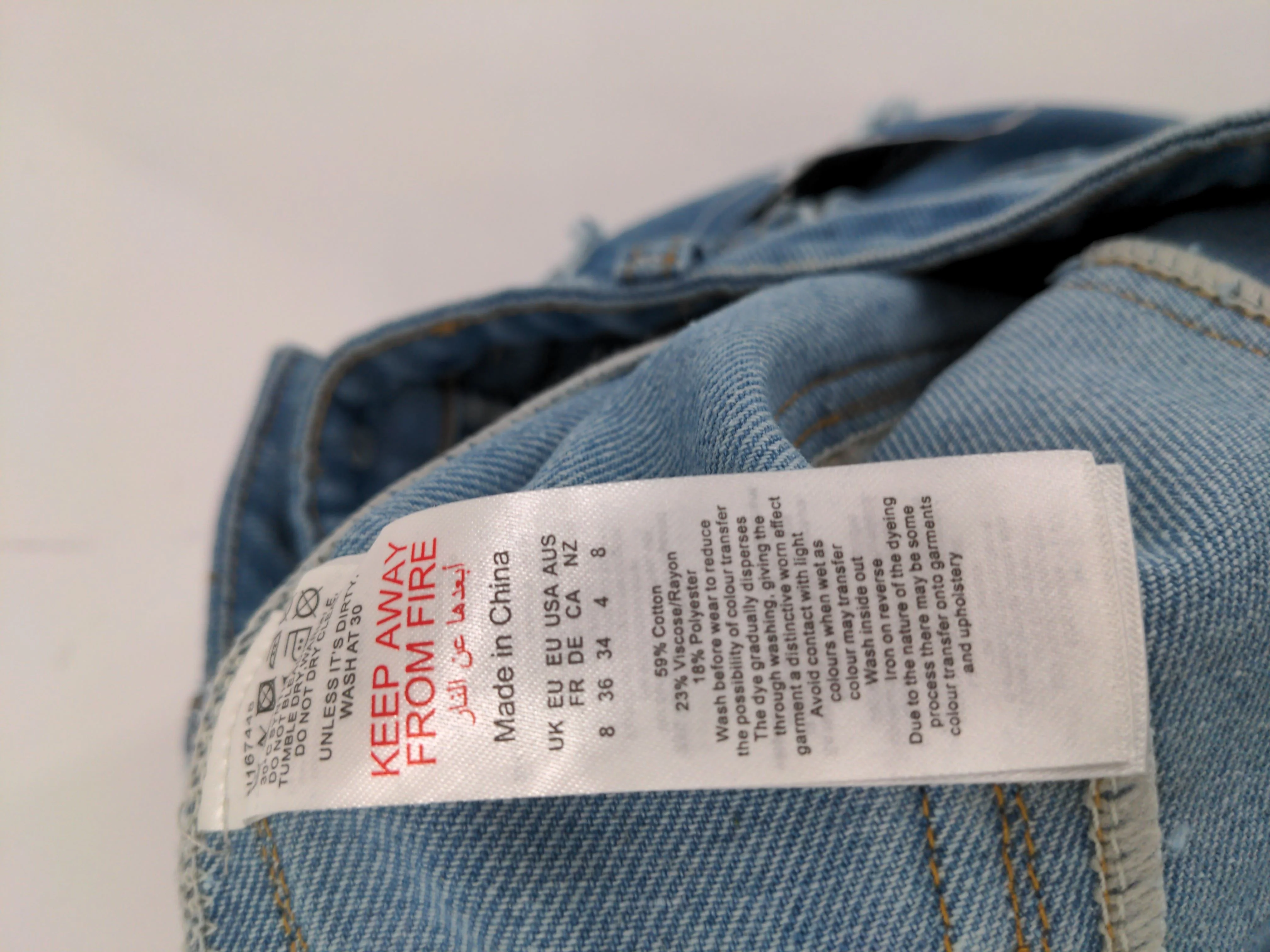 Karen Millen Women's Jeans UK 8 Blue Cotton with Viscose, Polyester Wide-Leg - Image 7