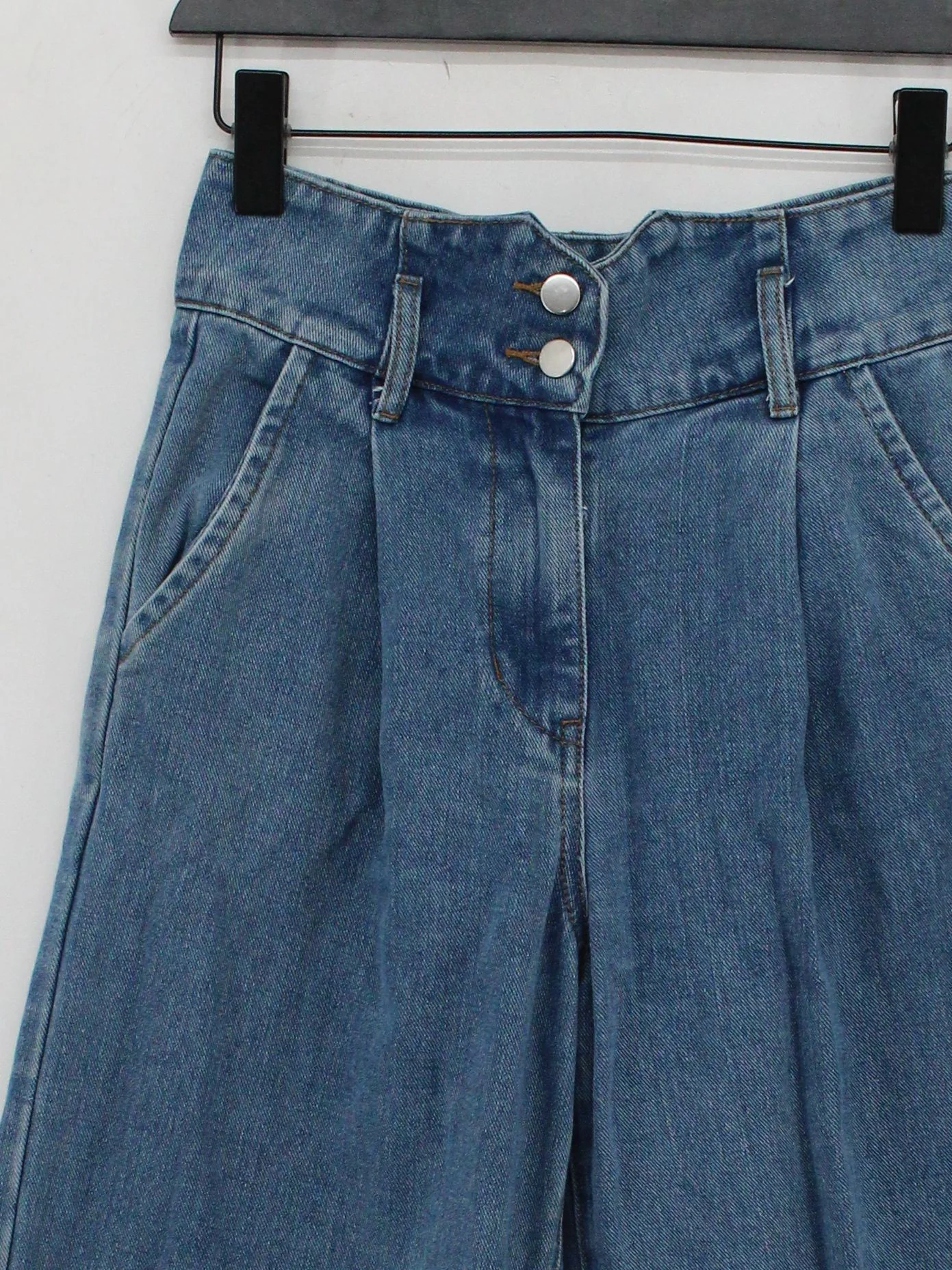 Karen Millen Women's Jeans UK 8 Blue Cotton with Viscose, Polyester Wide-Leg - Image 3