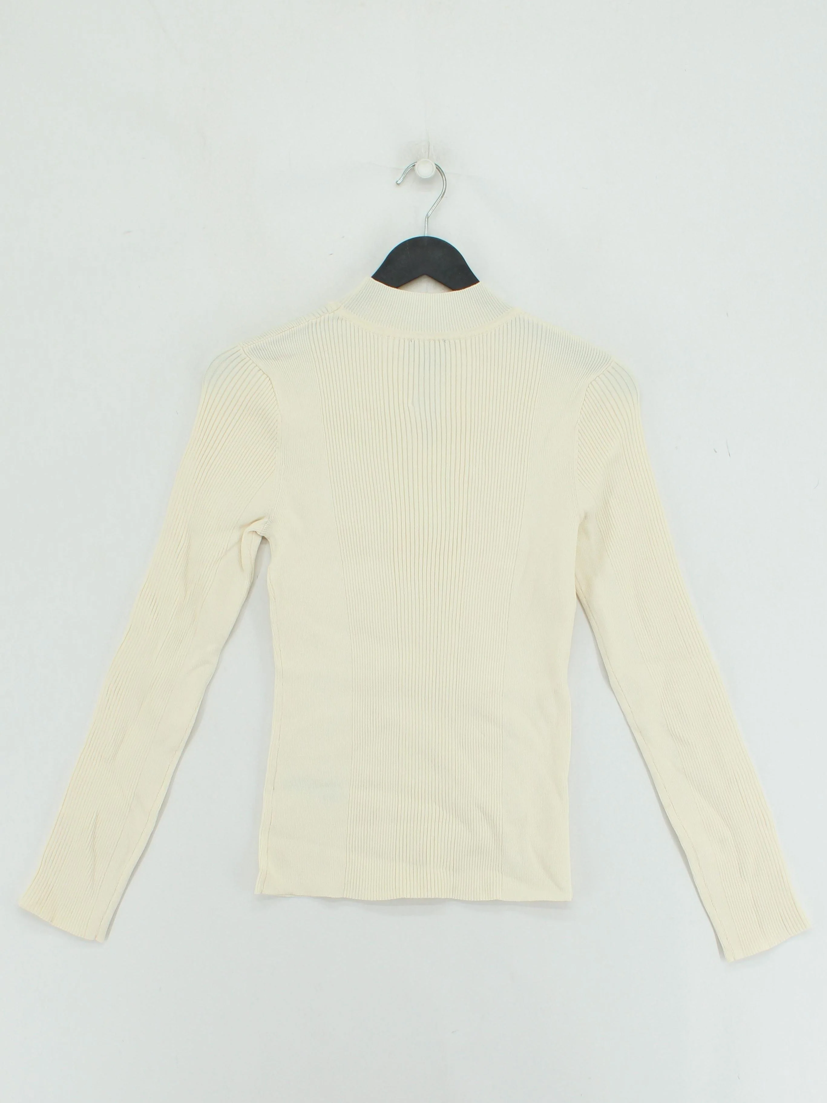 Karen Millen Women's Jumper M Cream Polyamide with Viscose Mock Neck Pullover - Image 2