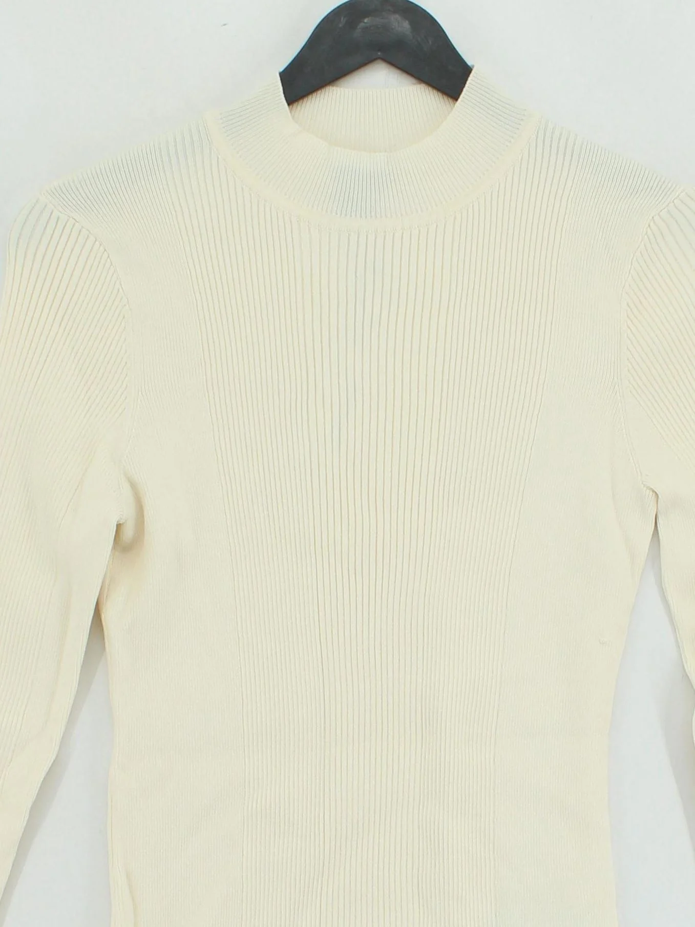 Karen Millen Women's Jumper M Cream Polyamide with Viscose Mock Neck Pullover - Image 3