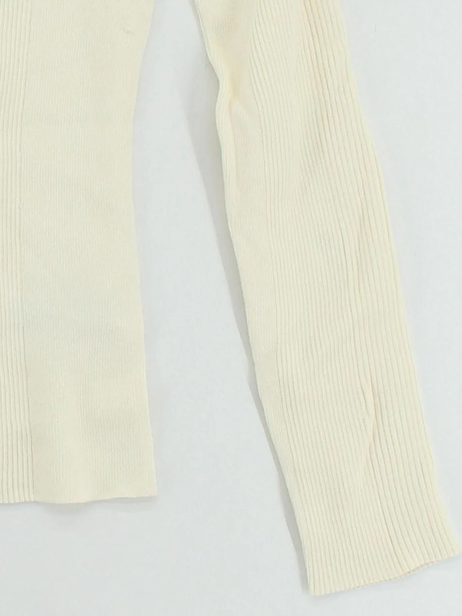 Karen Millen Women's Jumper M Cream Polyamide with Viscose Mock Neck Pullover - Image 4