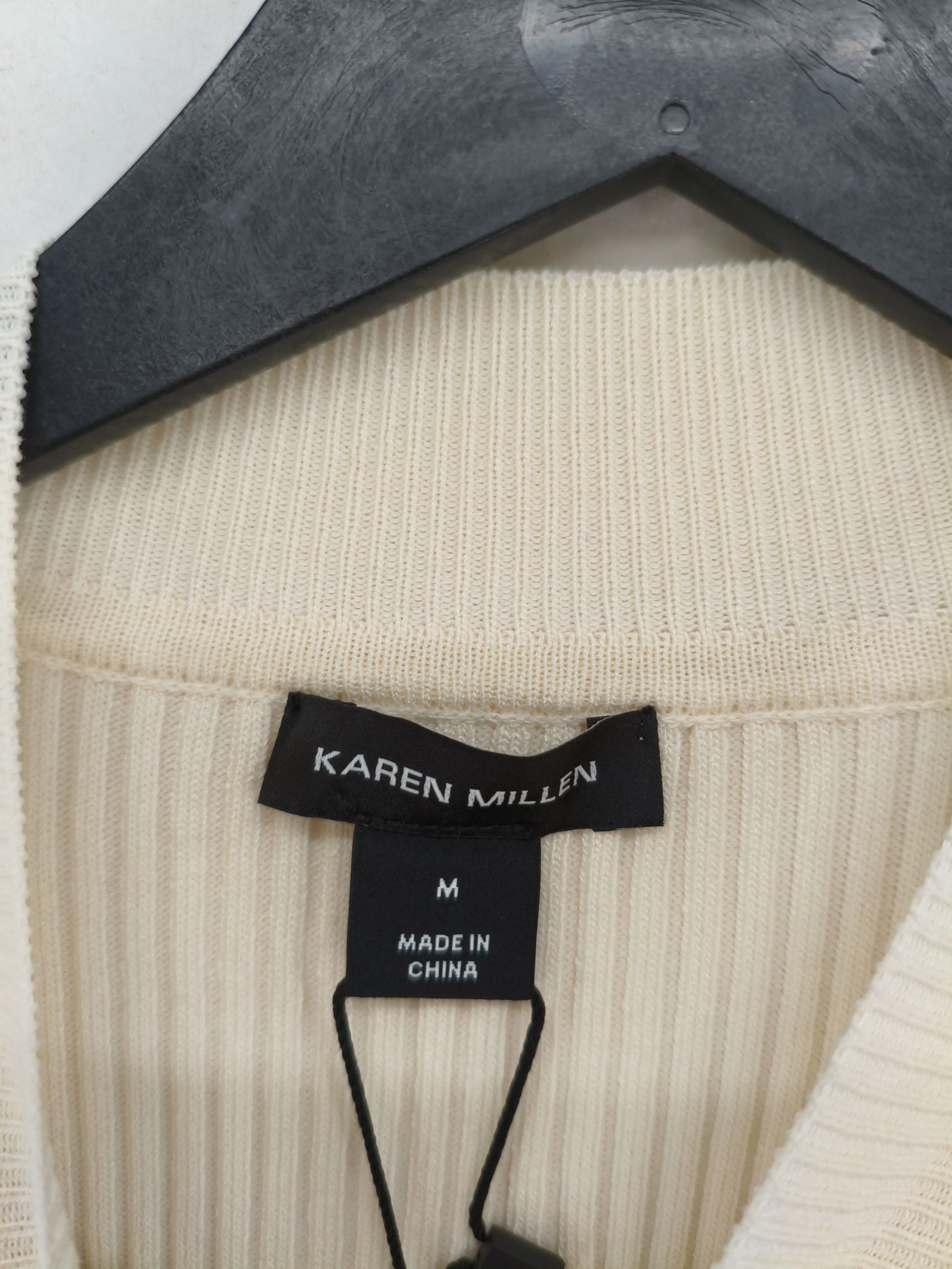 Karen Millen Women's Jumper M Cream Polyamide with Viscose Mock Neck Pullover - Image 6