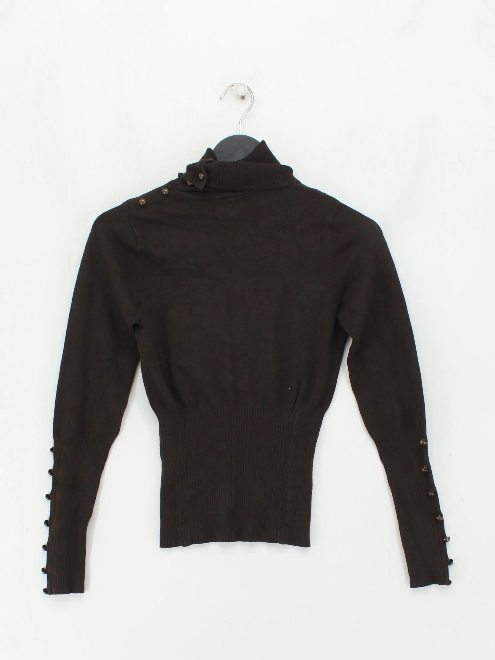Karen Millen Women's Jumper XS Brown Viscose with Polyester Roll Neck Pullover - Image 2