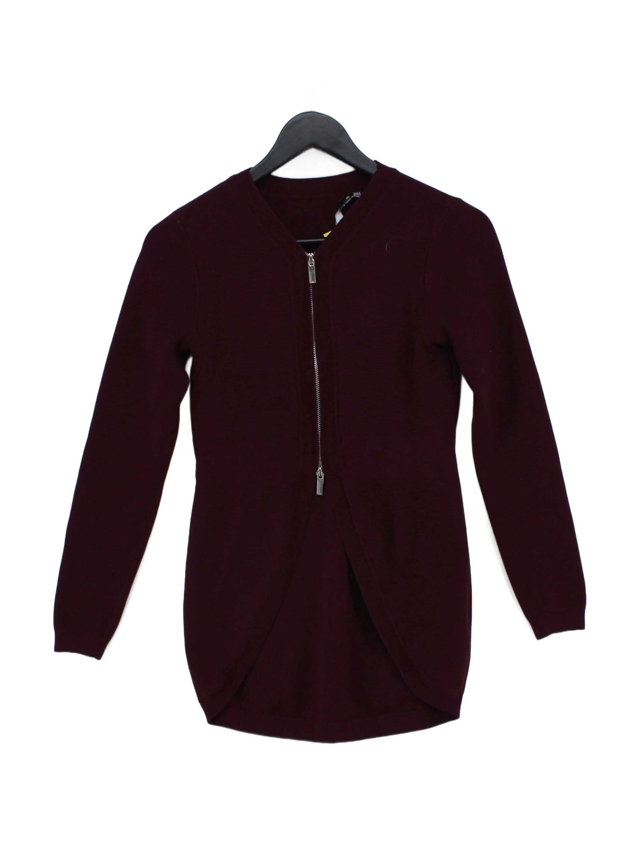 Karen Millen Women's Jumper XS Red Viscose with Polyester V-Neck Pullover