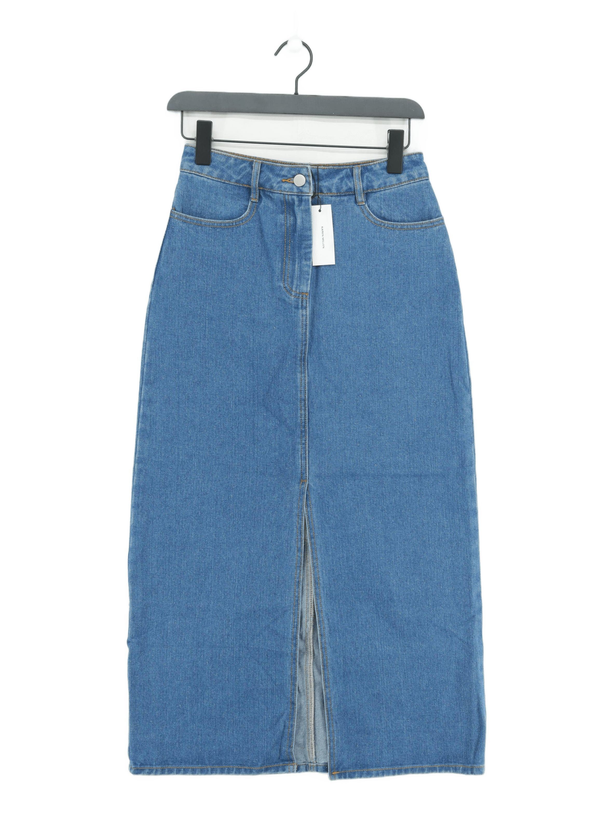 Karen Millen Women's Maxi Skirt UK 6 Blue Cotton New with tags