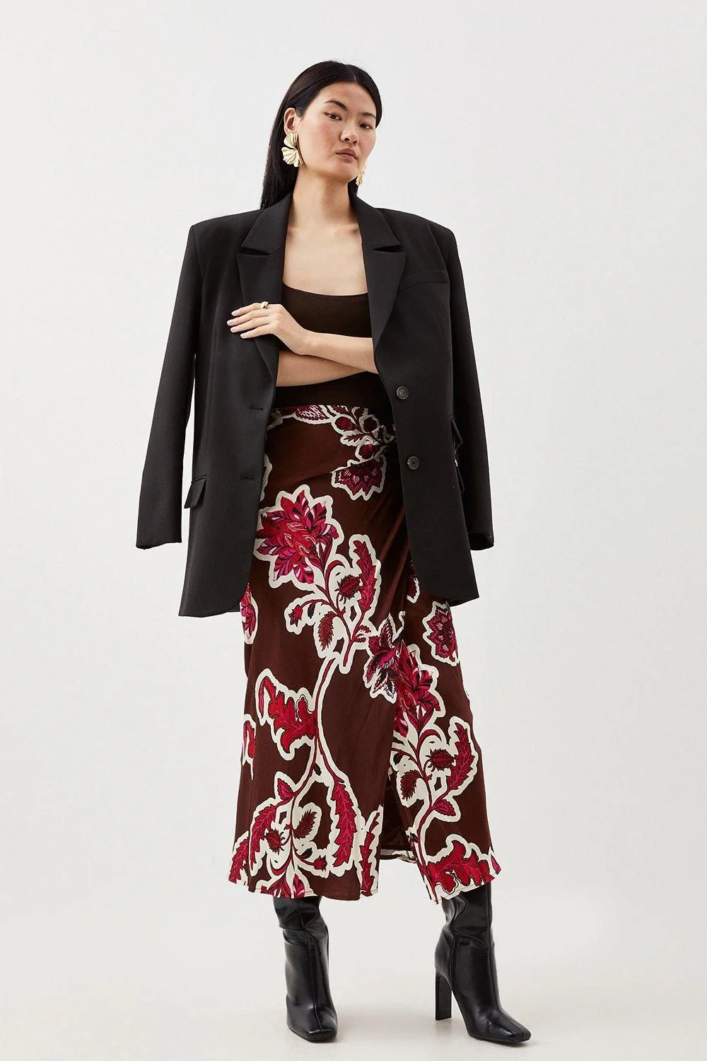 Karen Millen Women's Maxi Skirt UK 8 Brown Viscose New with tags