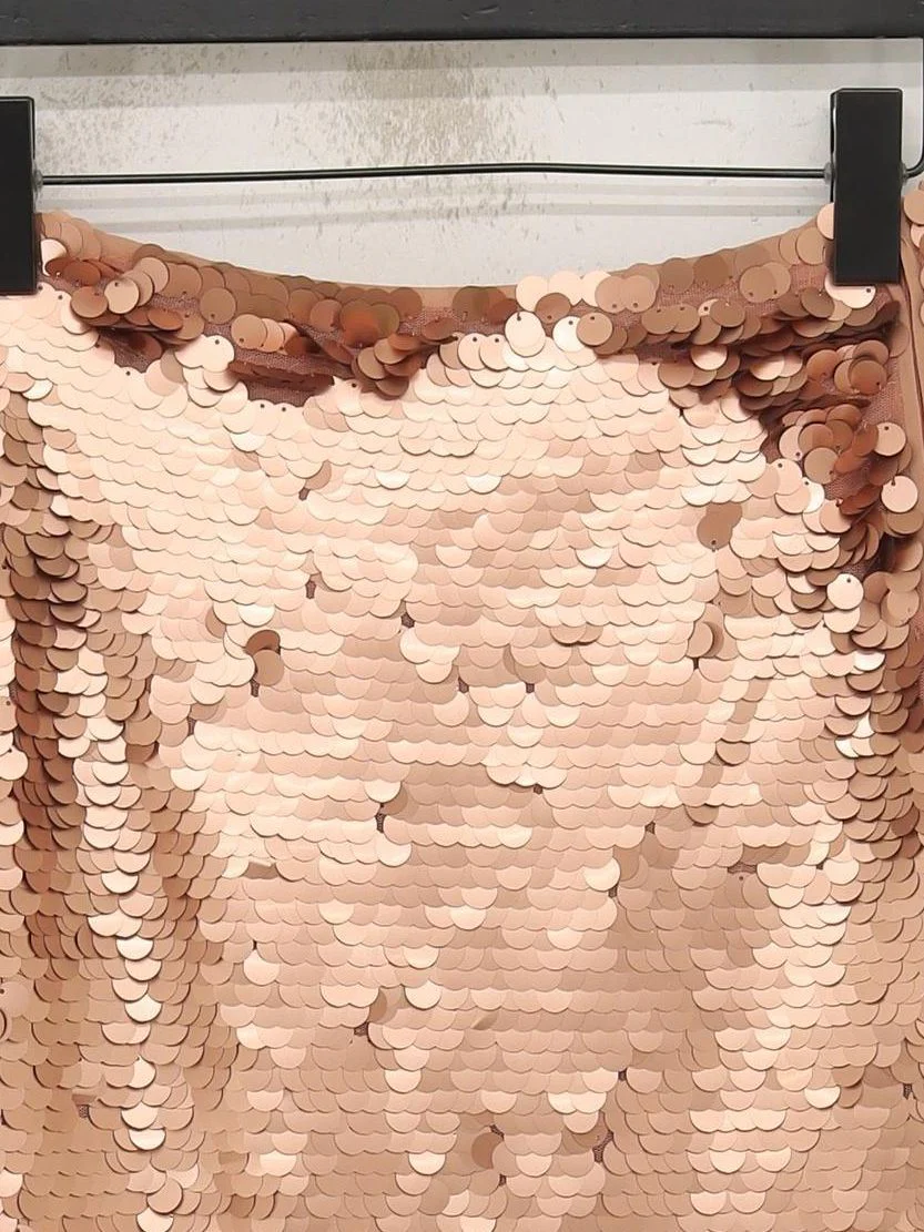 Karen Millen Women's Midi Skirt M Gold 100% Polyester Midi Straight & Pencil - Image 3