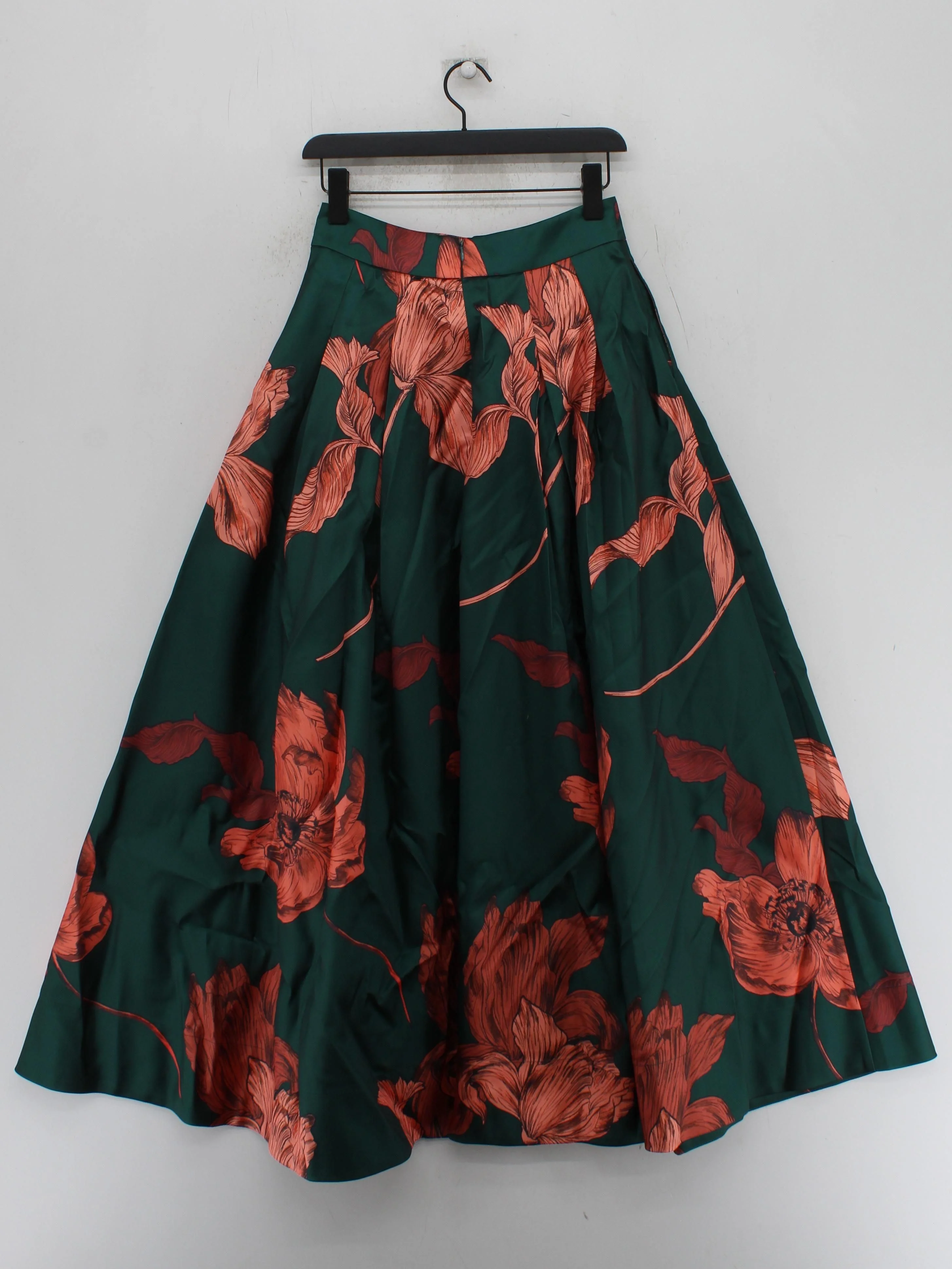 Karen Millen Women's Midi Skirt S Green Floral 100% Polyester Midi A-Line - Image 2