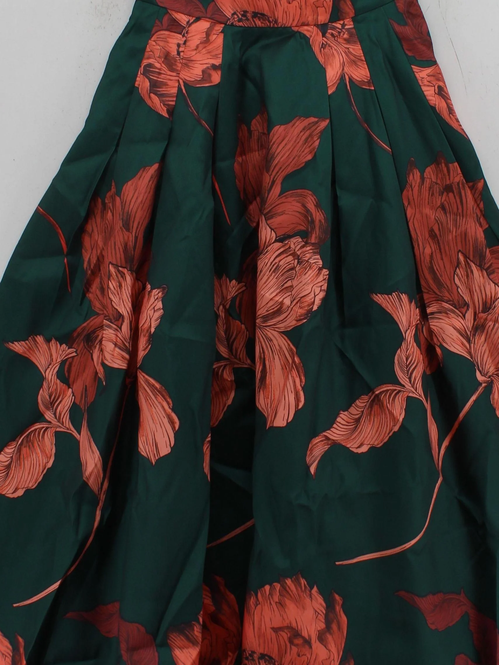 Karen Millen Women's Midi Skirt S Green Floral 100% Polyester Midi A-Line - Image 3