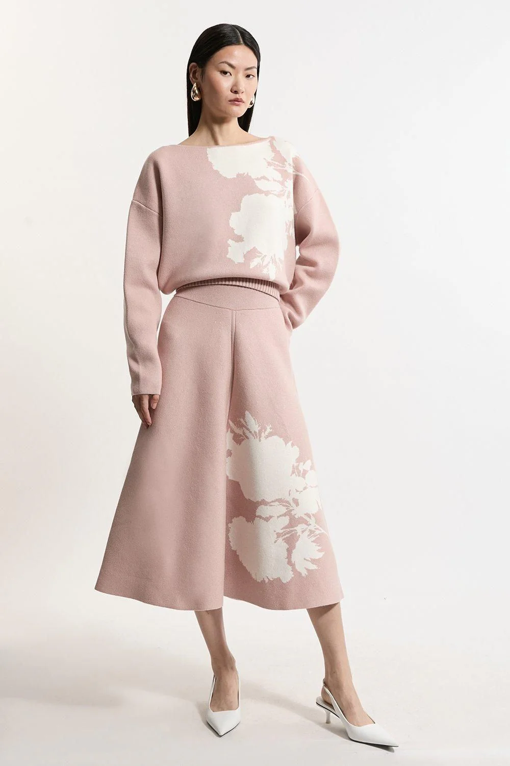 Karen Millen Women's Midi Skirt S Pink Viscose with Polyester, Polyamide A-Line