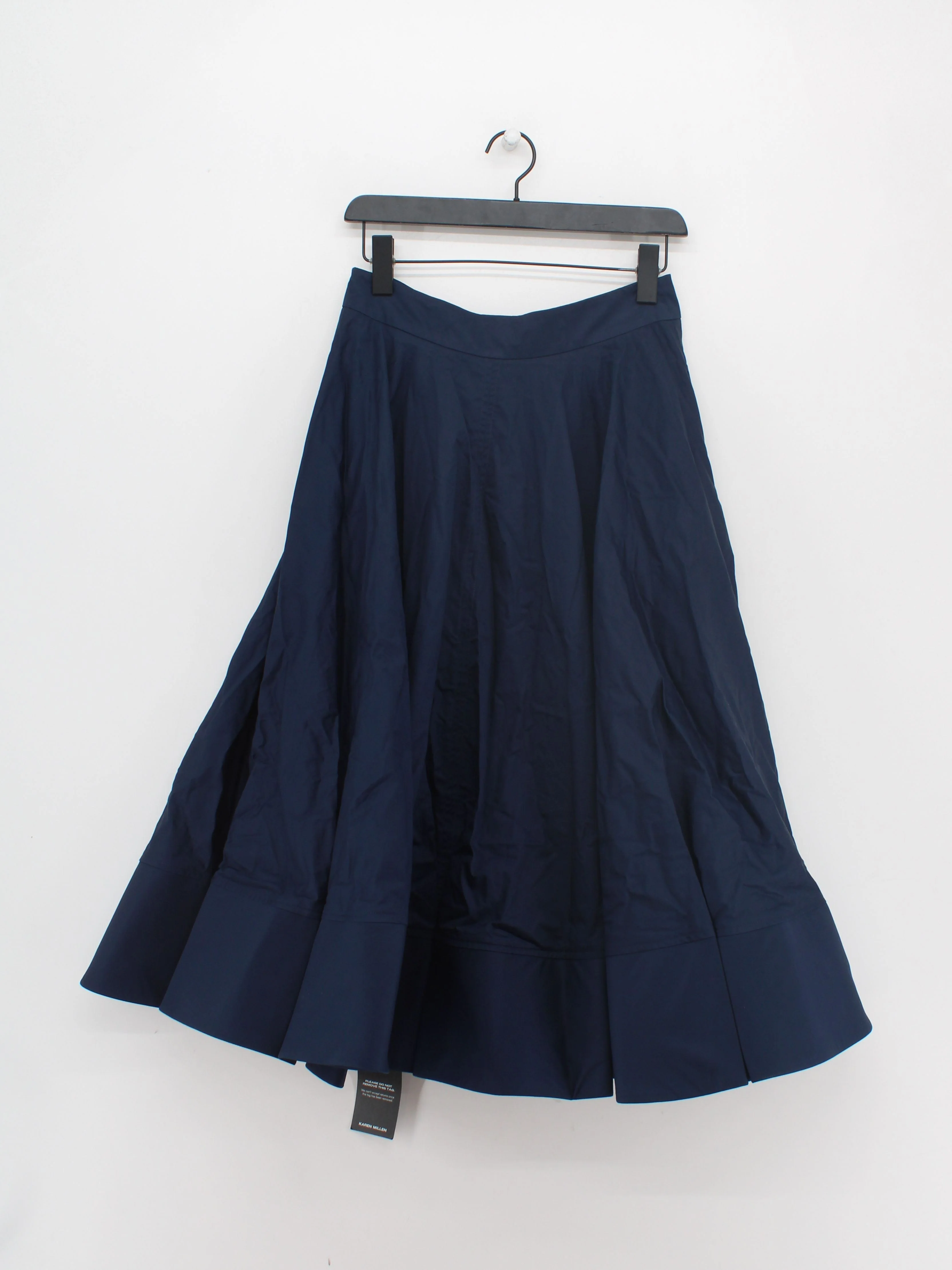 Karen Millen Women's Midi Skirt UK 10 Blue 100% Cotton Midi A-Line - Image 2