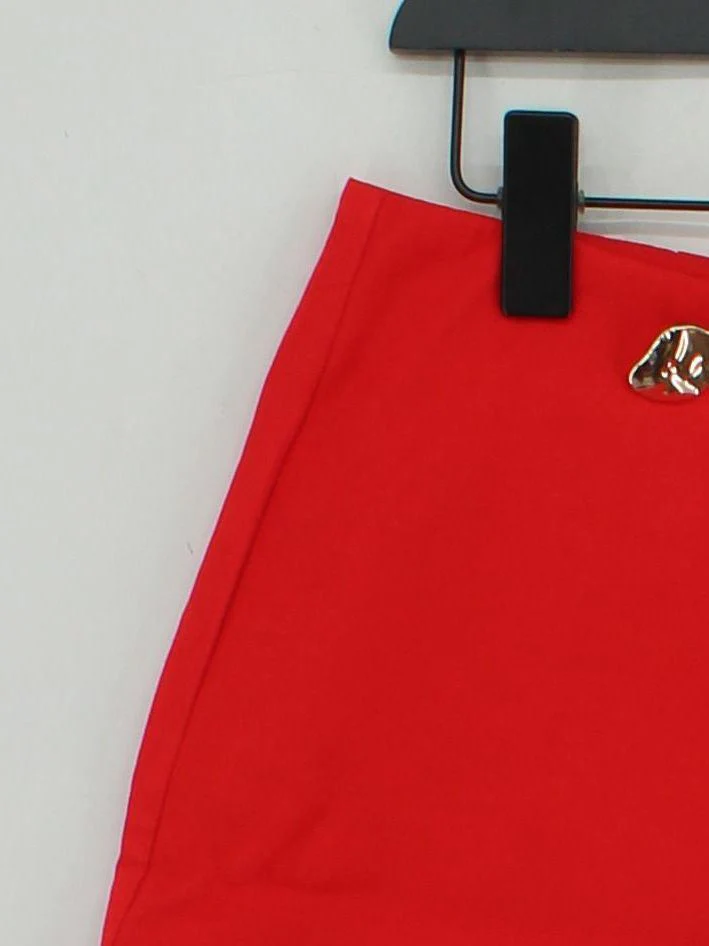 Karen Millen Women's Midi Skirt UK 12 Red Viscose with Linen, Polyester Skort - Image 4
