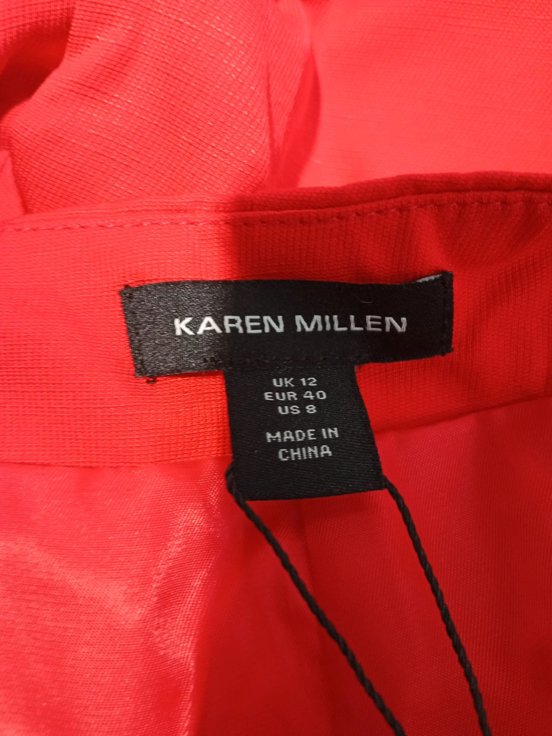 Karen Millen Women's Midi Skirt UK 12 Red Viscose with Linen, Polyester Skort - Image 6