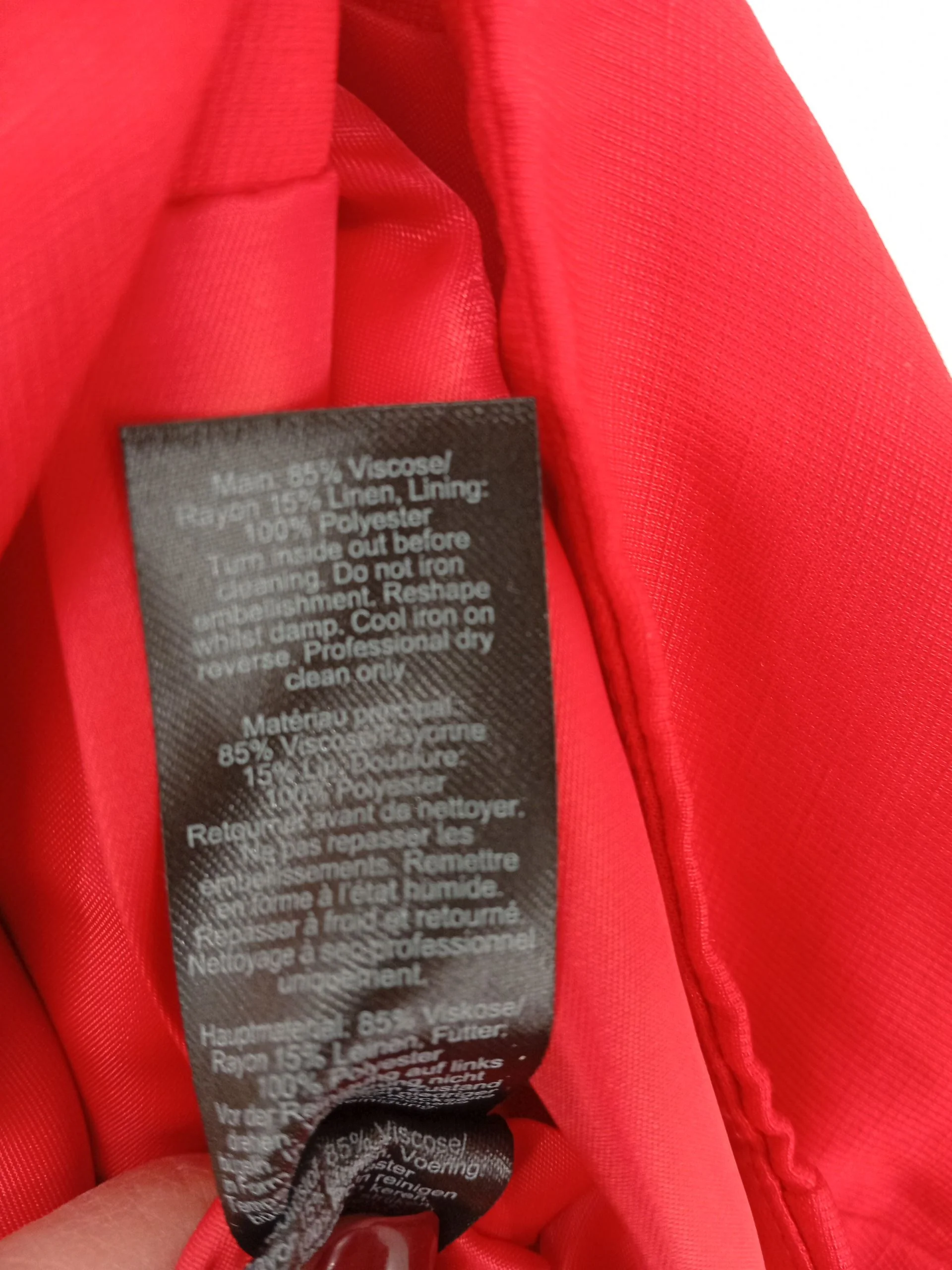Karen Millen Women's Midi Skirt UK 12 Red Viscose with Linen, Polyester Skort - Image 7