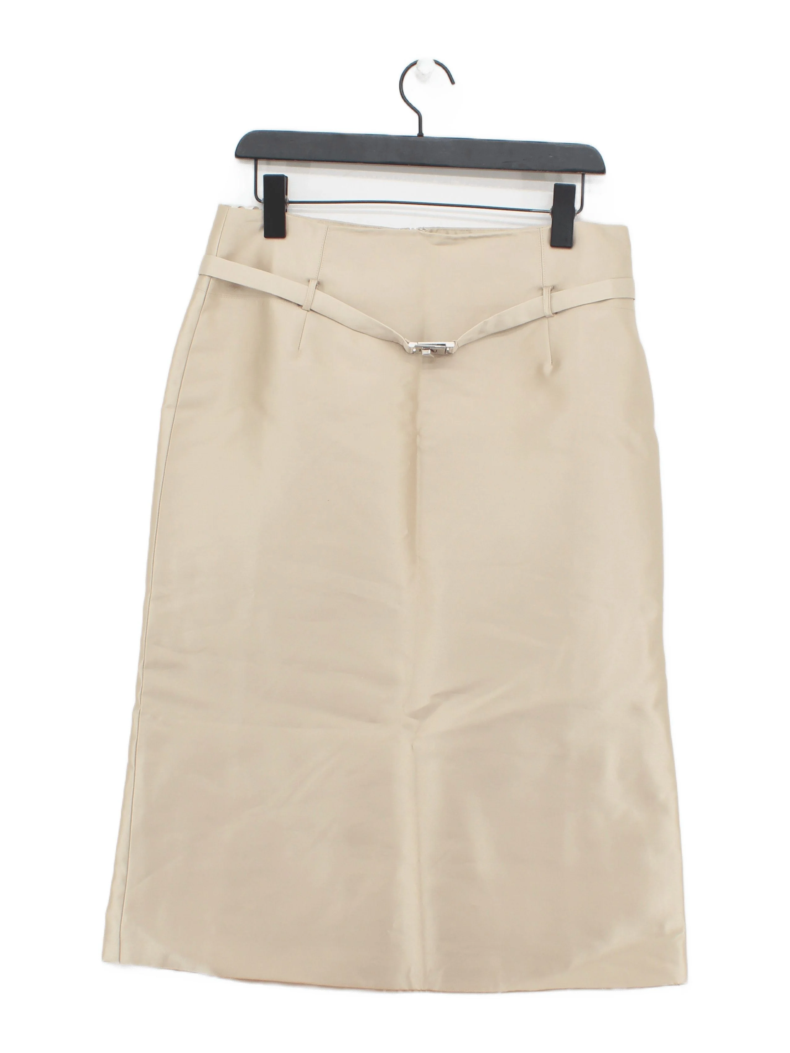 Karen Millen Women's Midi Skirt UK 12 Tan 100% Polyester Midi Straight & Pencil