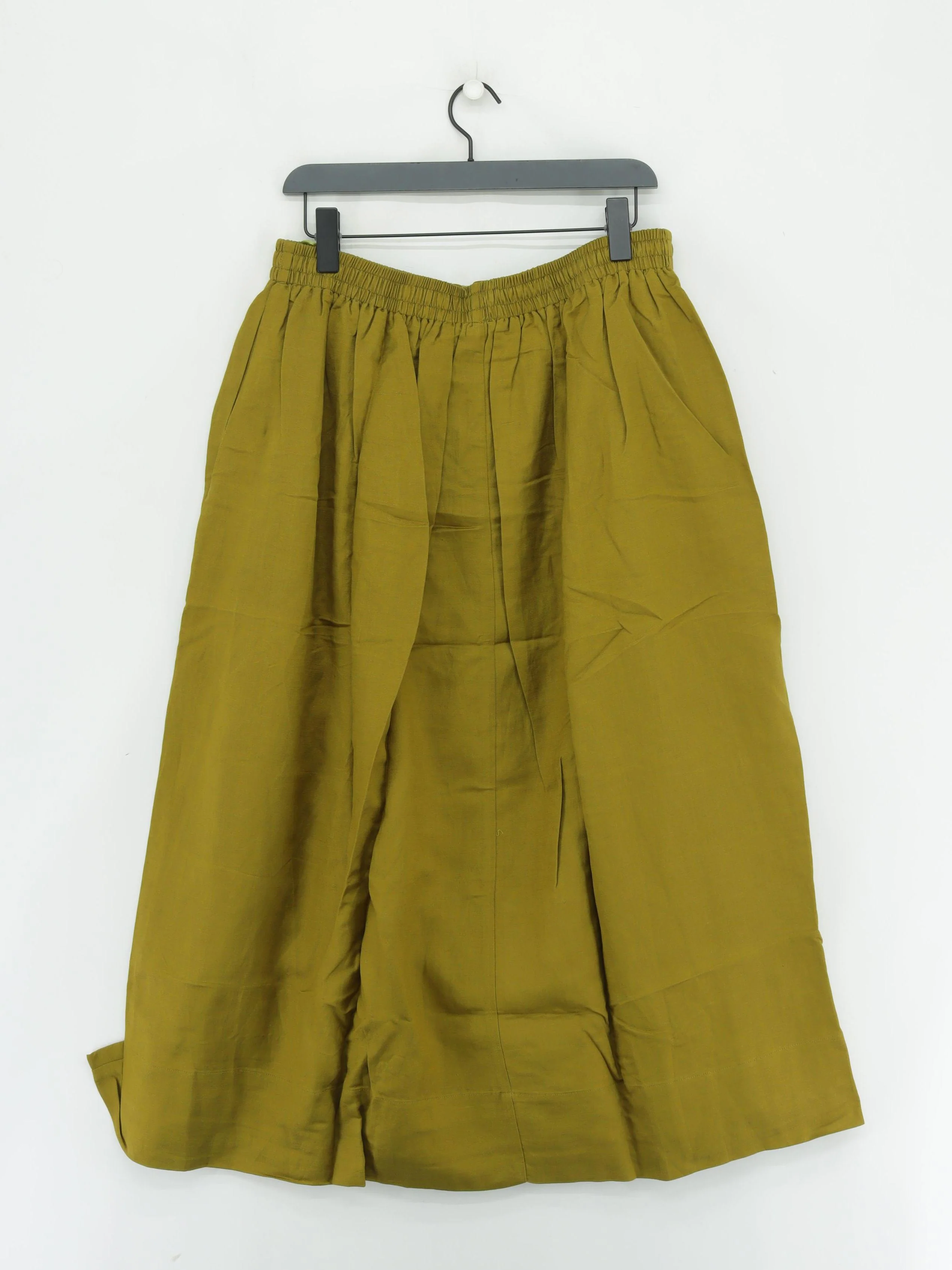 Karen Millen Women's Midi Skirt UK 16 Green Linen with Viscose, Cotton A-Line - Image 2