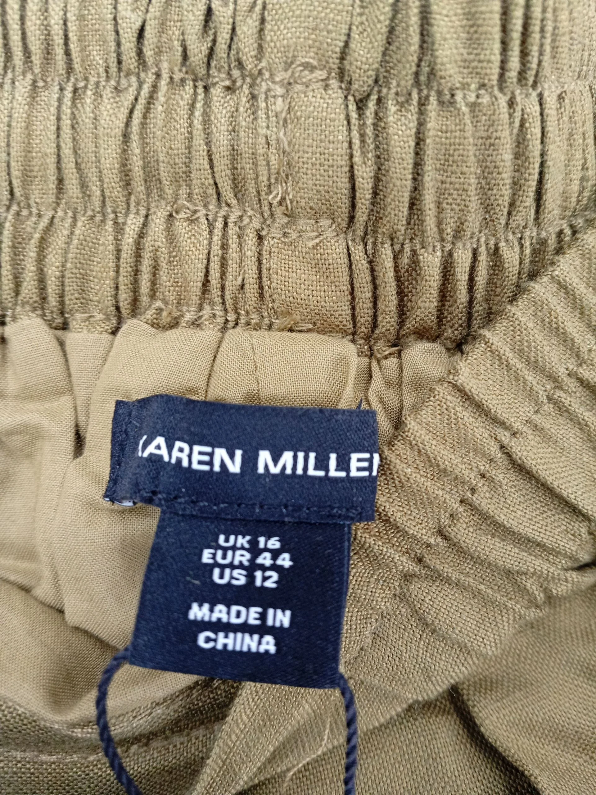 Karen Millen Women's Midi Skirt UK 16 Green Linen with Viscose, Cotton A-Line - Image 6