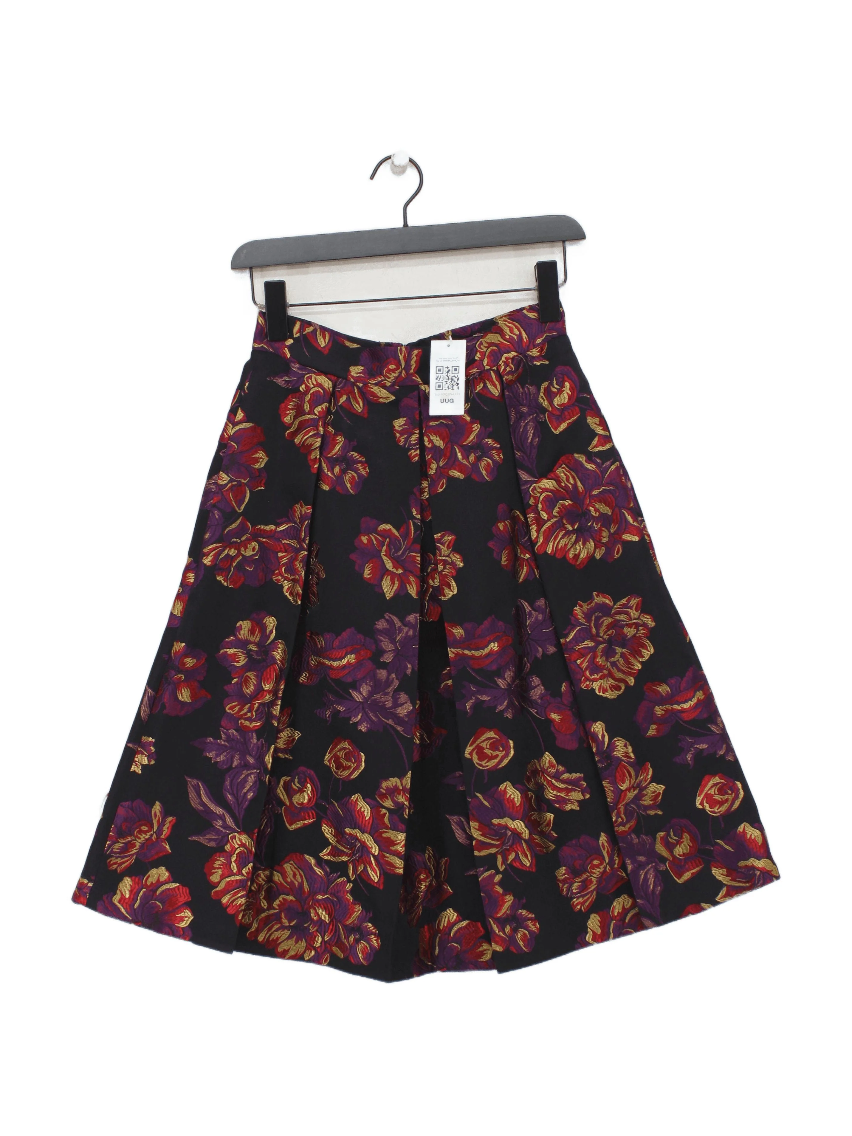 Karen Millen Women's Midi Skirt UK 8 Black Polyester with Viscose Pleated