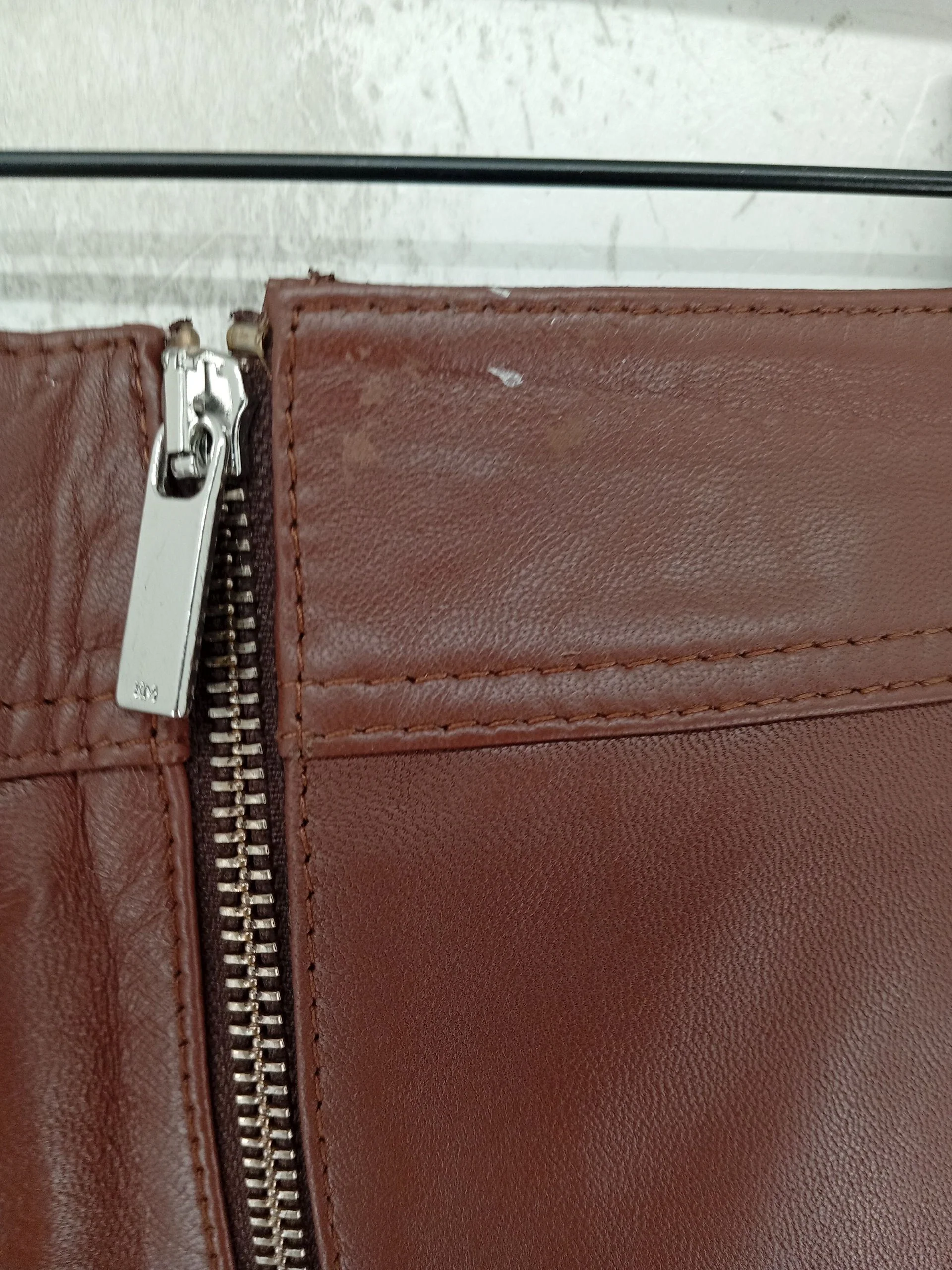 Karen Millen Women's Mini Skirt UK 12 Brown Leather with Polyester Short Mini - Image 5