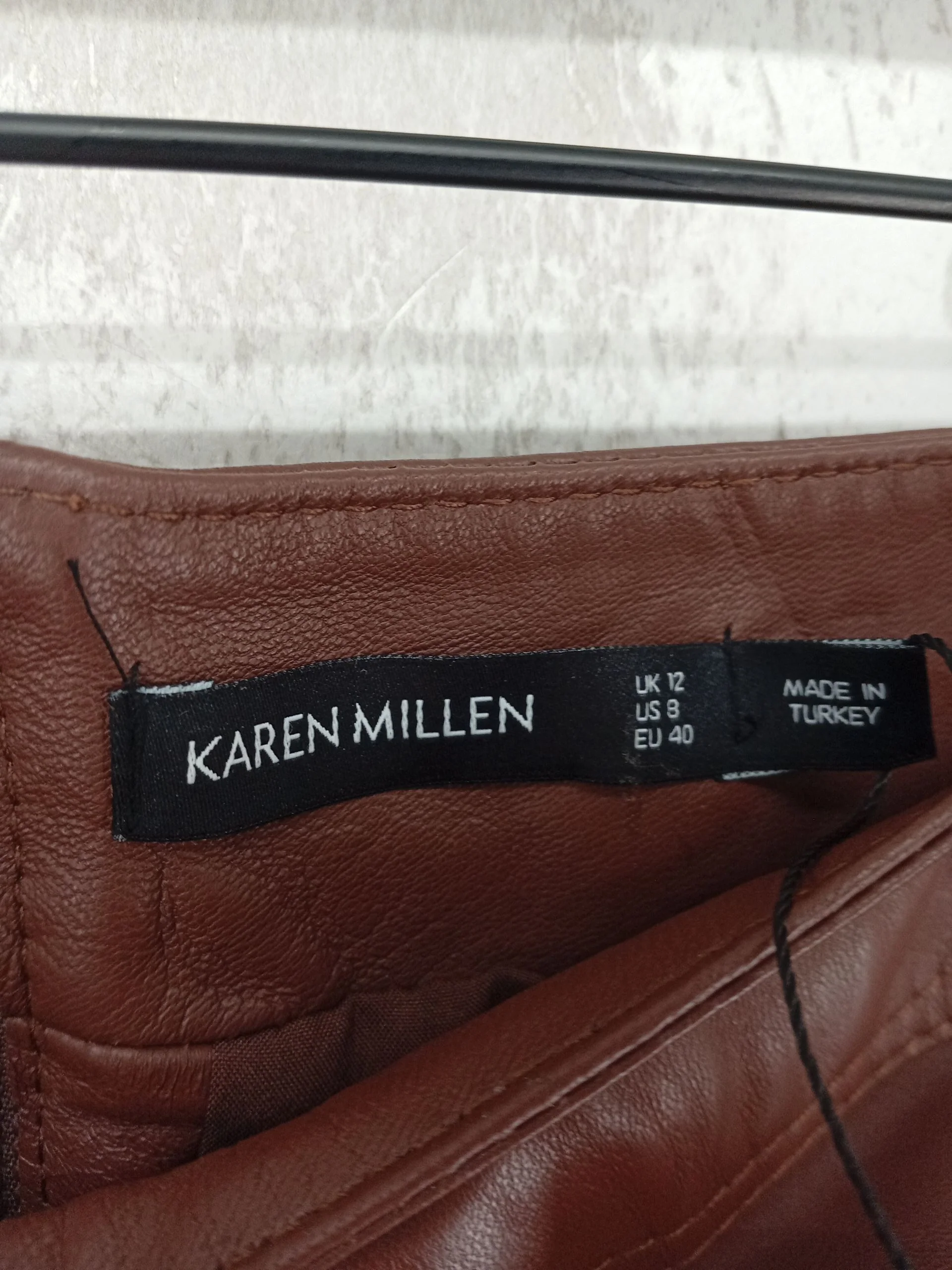 Karen Millen Women's Mini Skirt UK 12 Brown Leather with Polyester Short Mini - Image 6
