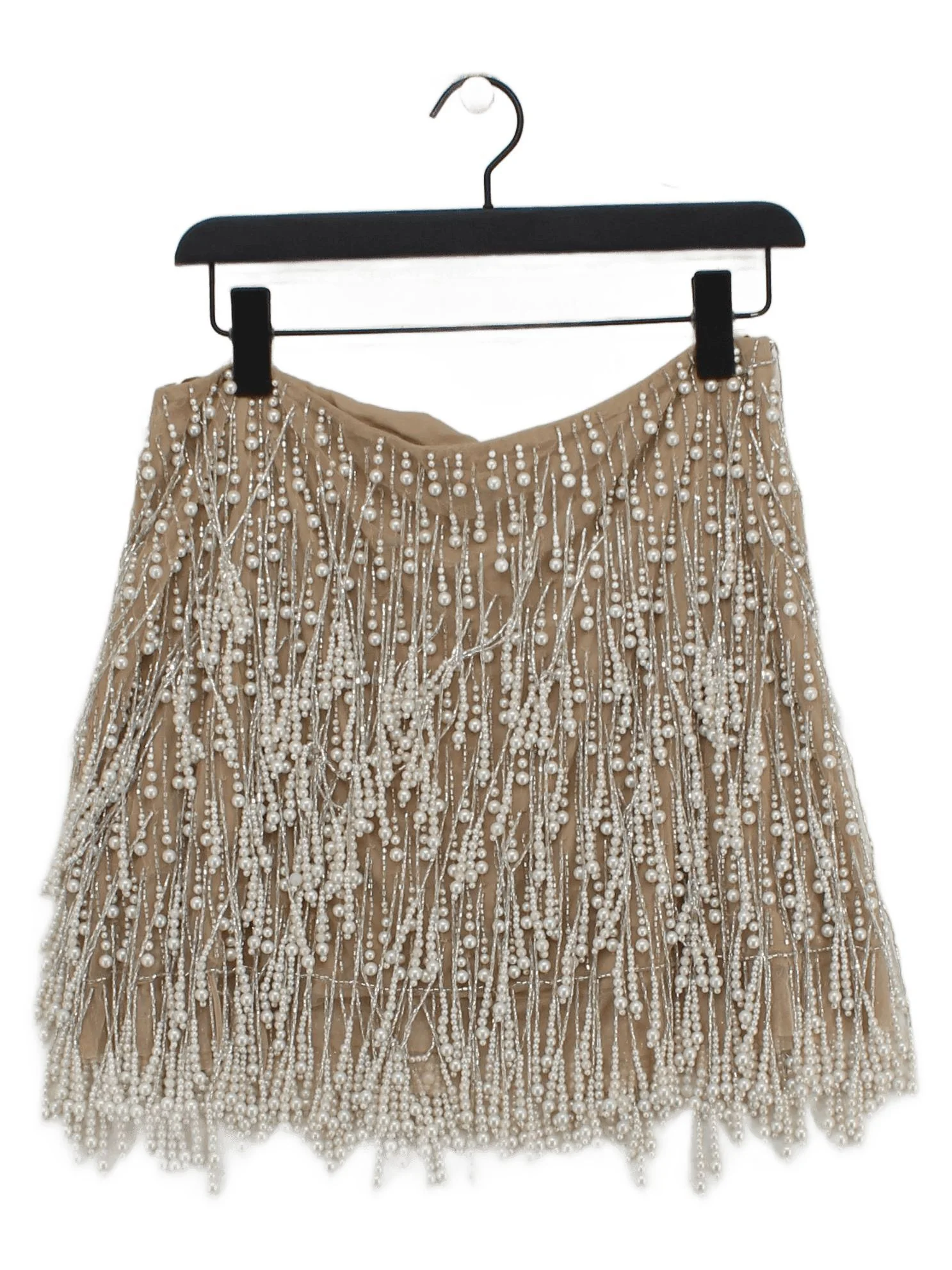 Karen Millen Women's Mini Skirt UK 12 Tan Polyester with Other Short Mini