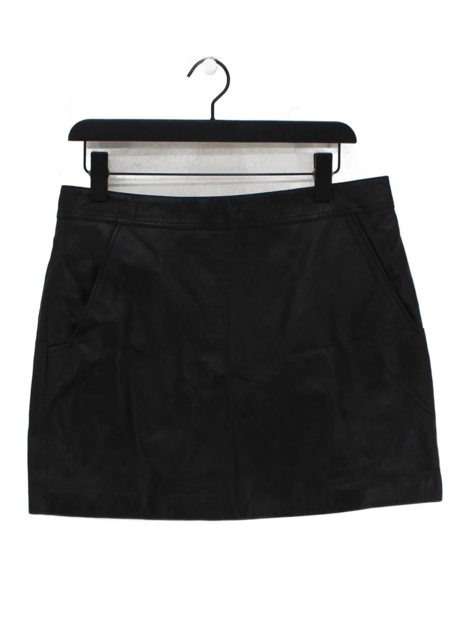 Karen Millen Women's Mini Skirt UK 14 Black Leather with Polyester Short Mini
