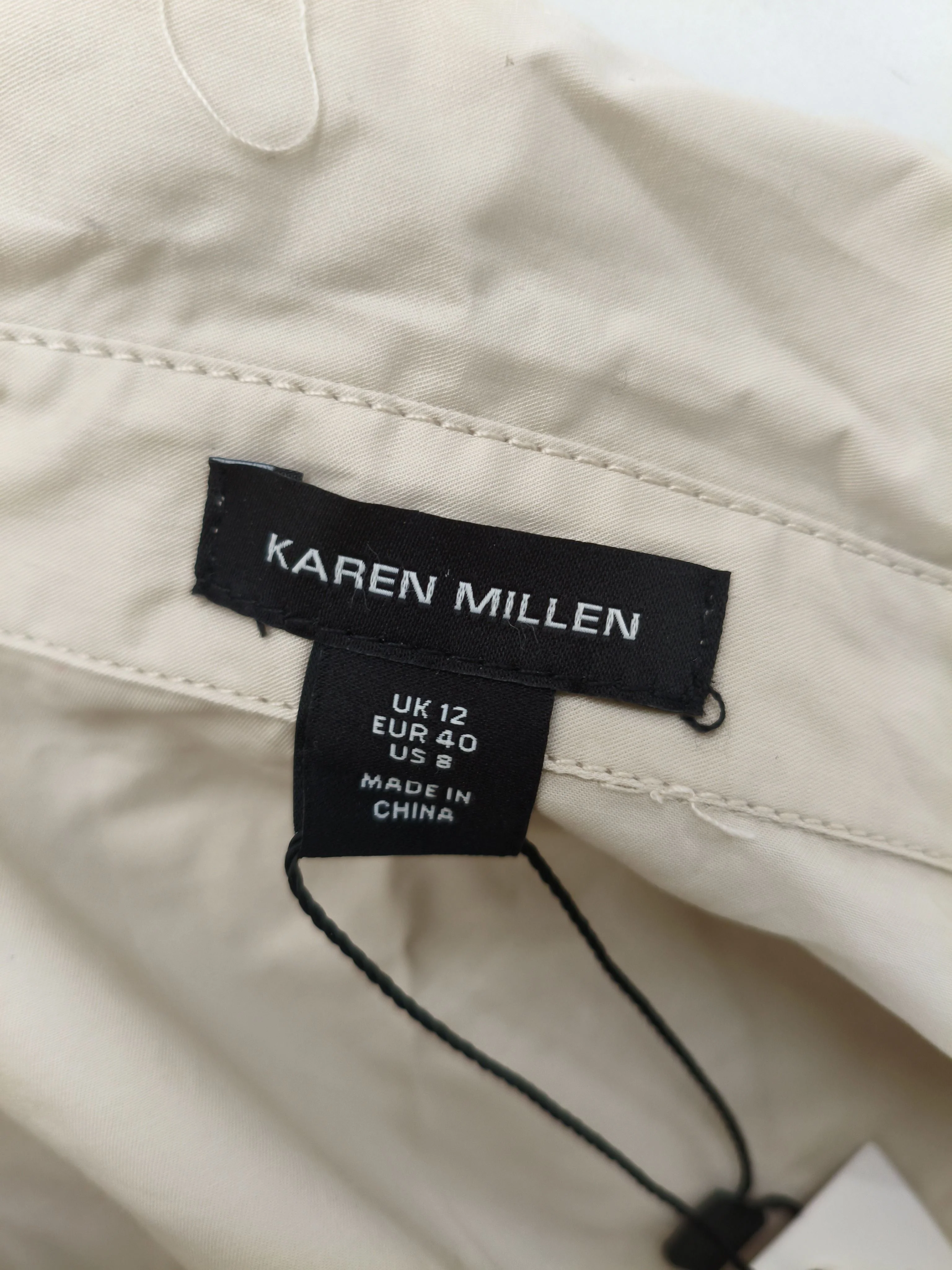 Karen Millen Women's Shirt UK 12 Cream 100% Cotton Sleeveless Collared Basic - Image 6