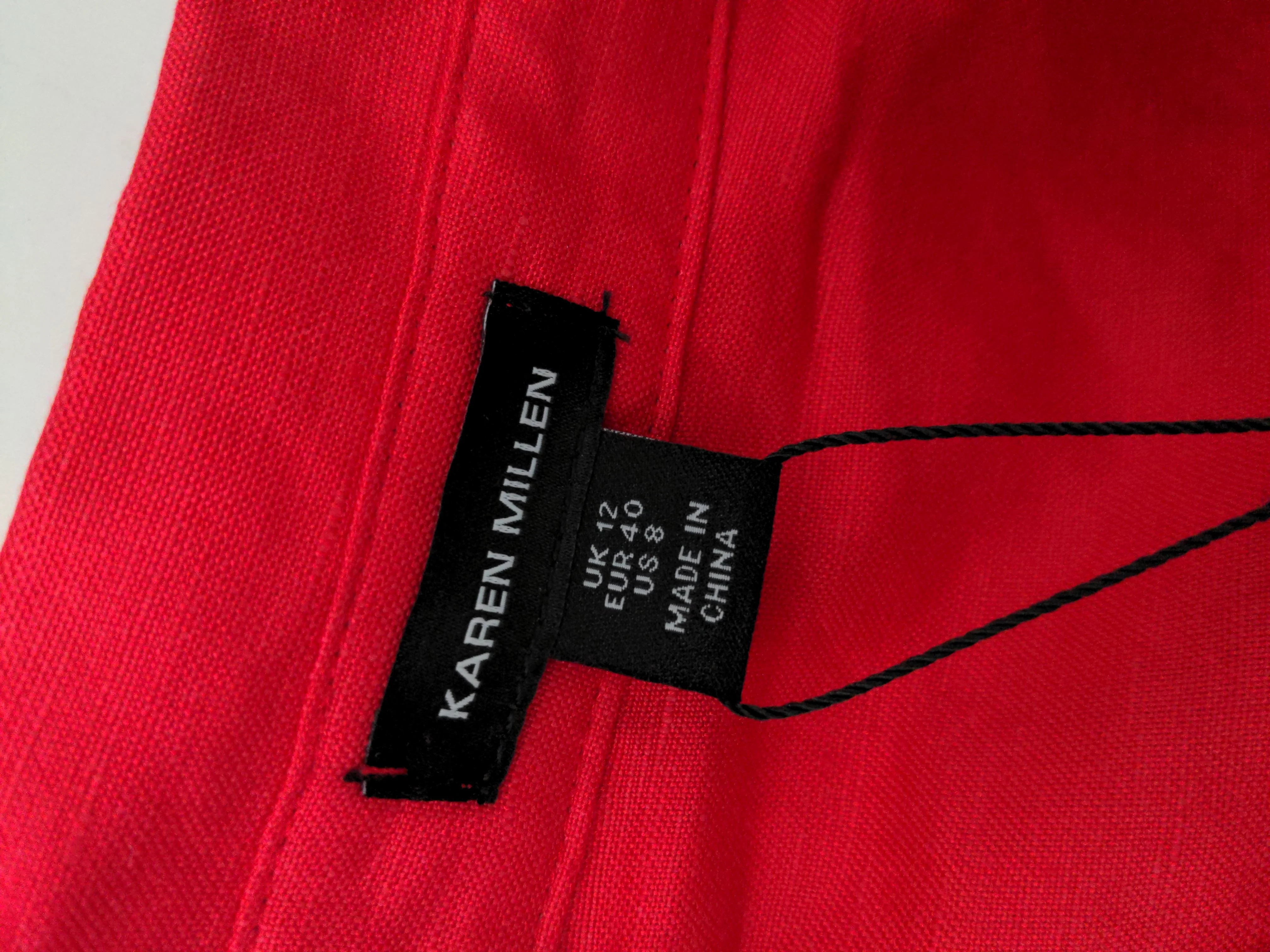 Karen Millen Women's Shirt UK 12 Red Linen with Viscose Basic - Image 6