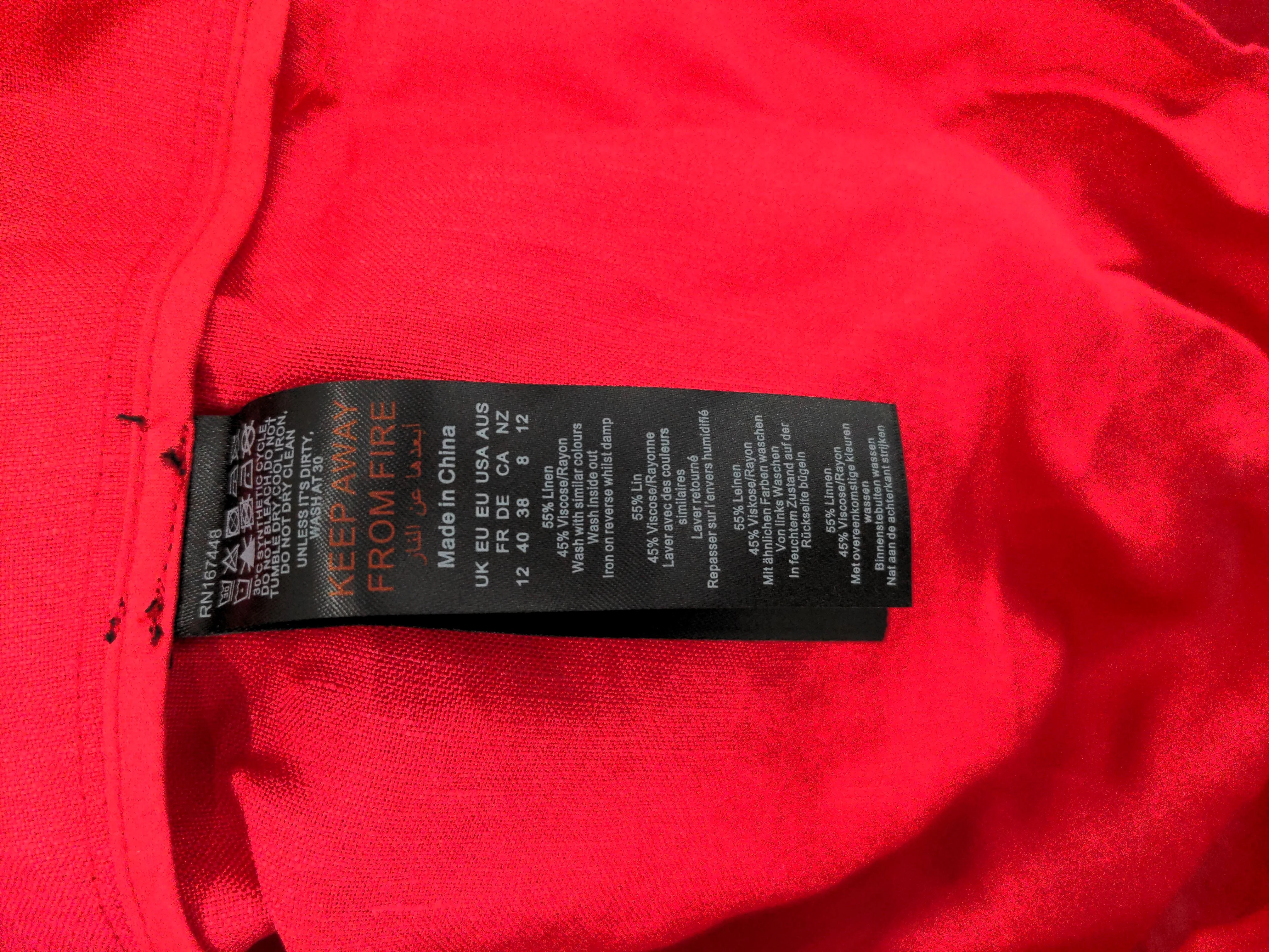 Karen Millen Women's Shirt UK 12 Red Linen with Viscose Basic - Image 7