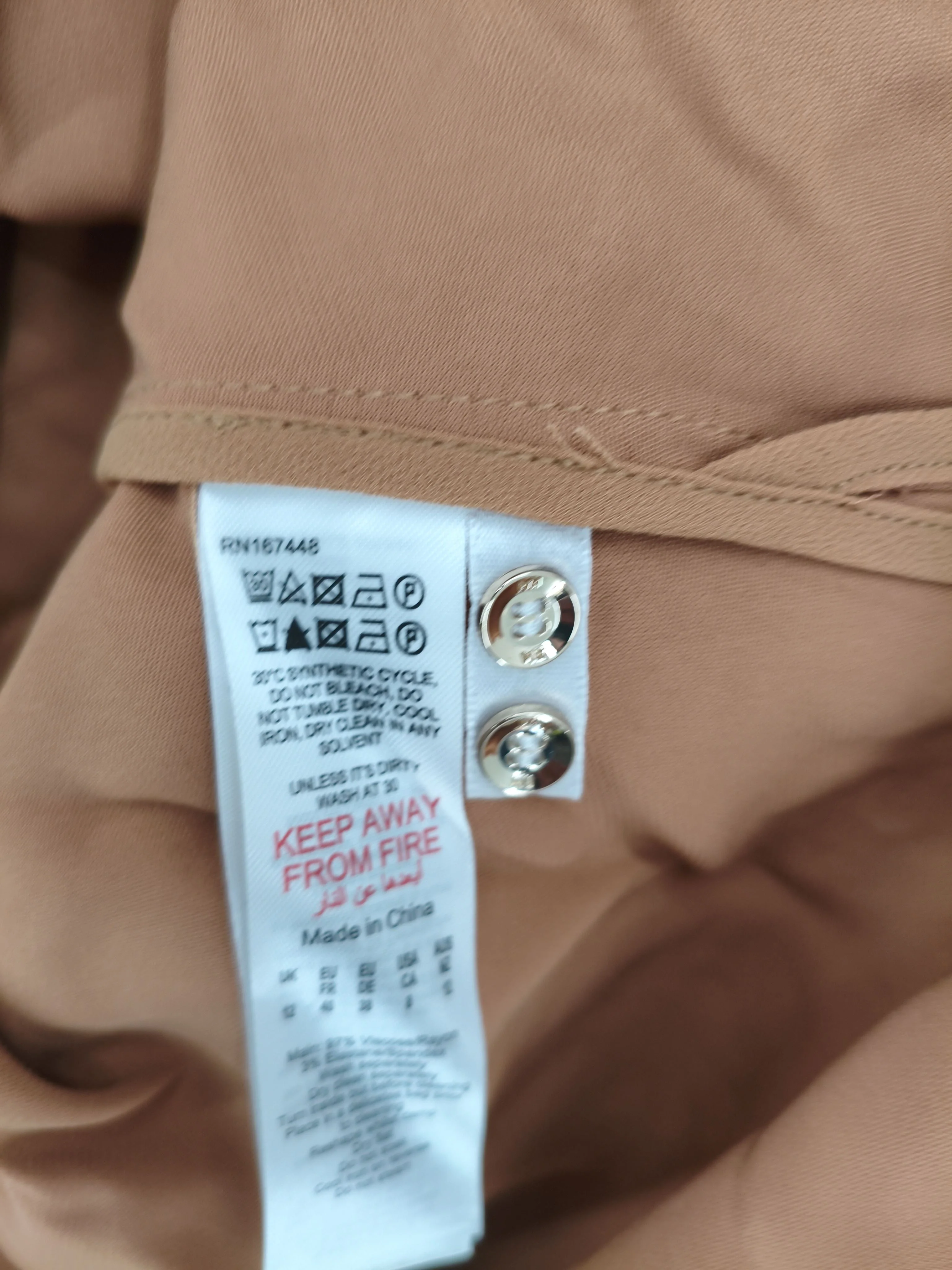 Karen Millen Women's Shirt UK 12 Tan 100% Other Long Sleeve Collared Basic - Image 7