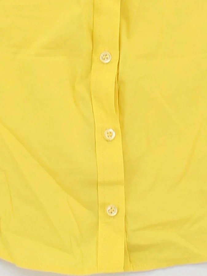 Karen Millen Women's Shirt UK 12 Yellow 100% Cotton Sleeveless Collared Basic - Image 4