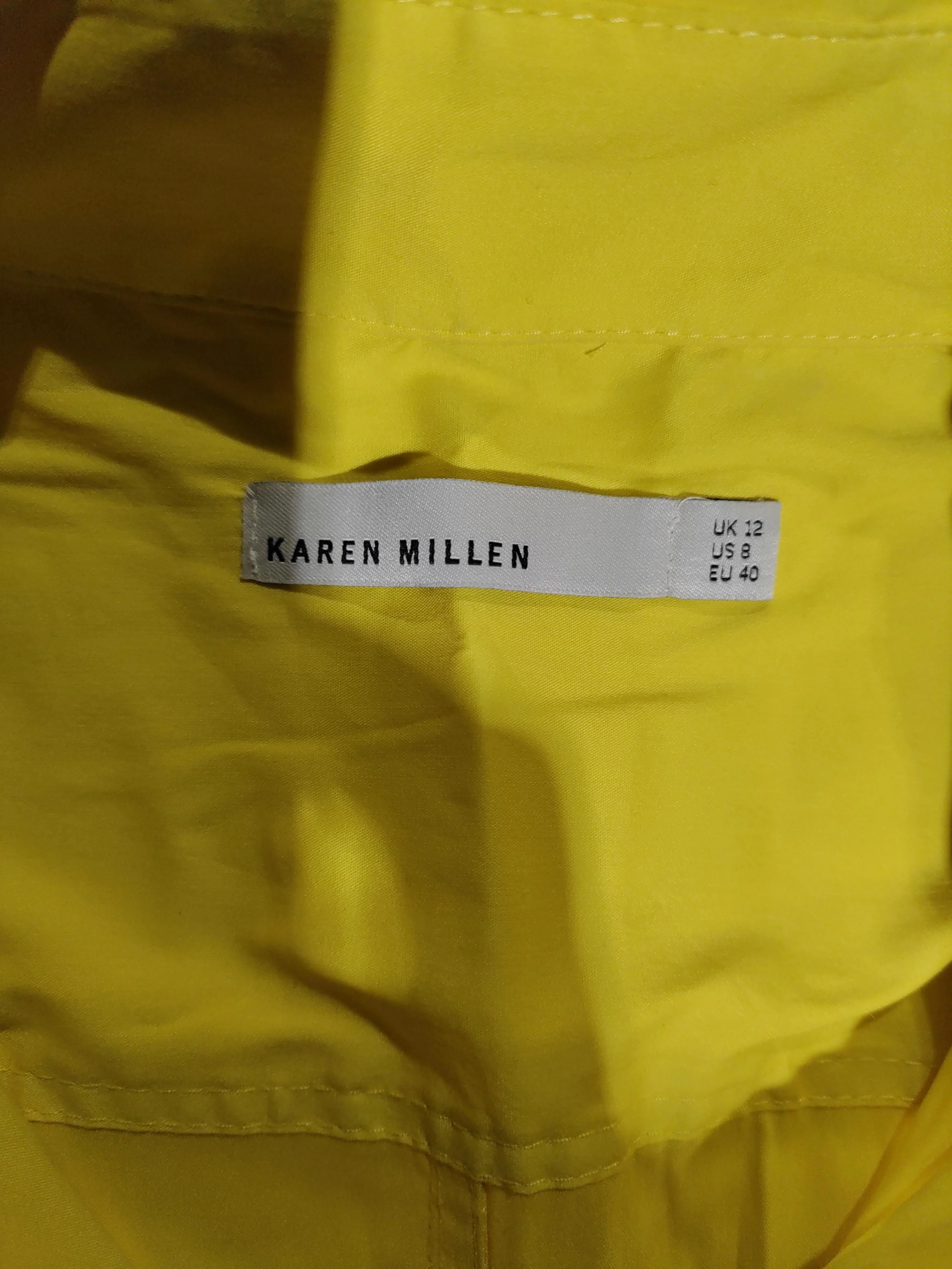 Karen Millen Women's Shirt UK 12 Yellow 100% Cotton Sleeveless Collared Basic - Image 5