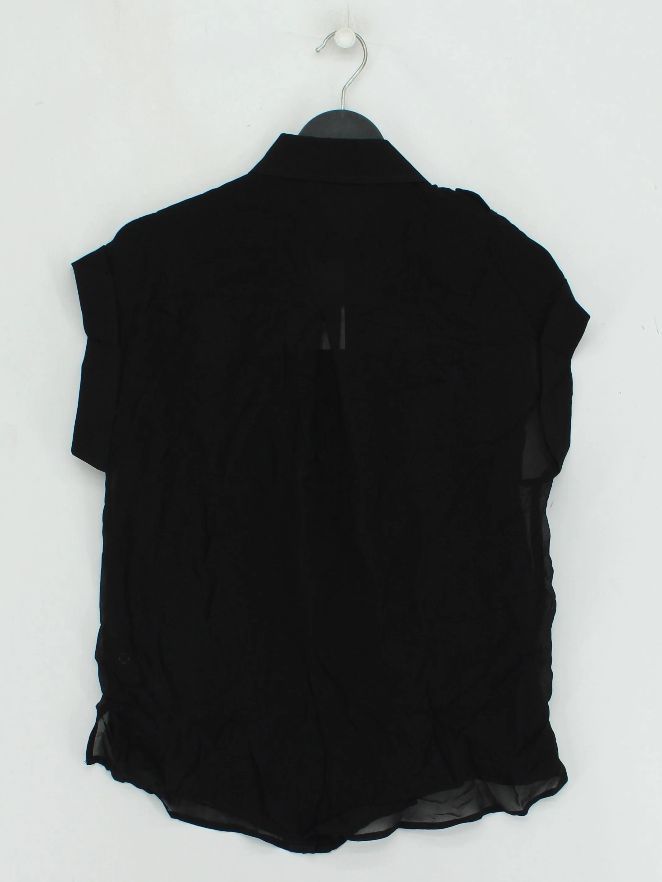 Karen Millen Women's Shirt UK 6 Black 100% Viscose Short Sleeve Collared Basic - Image 2